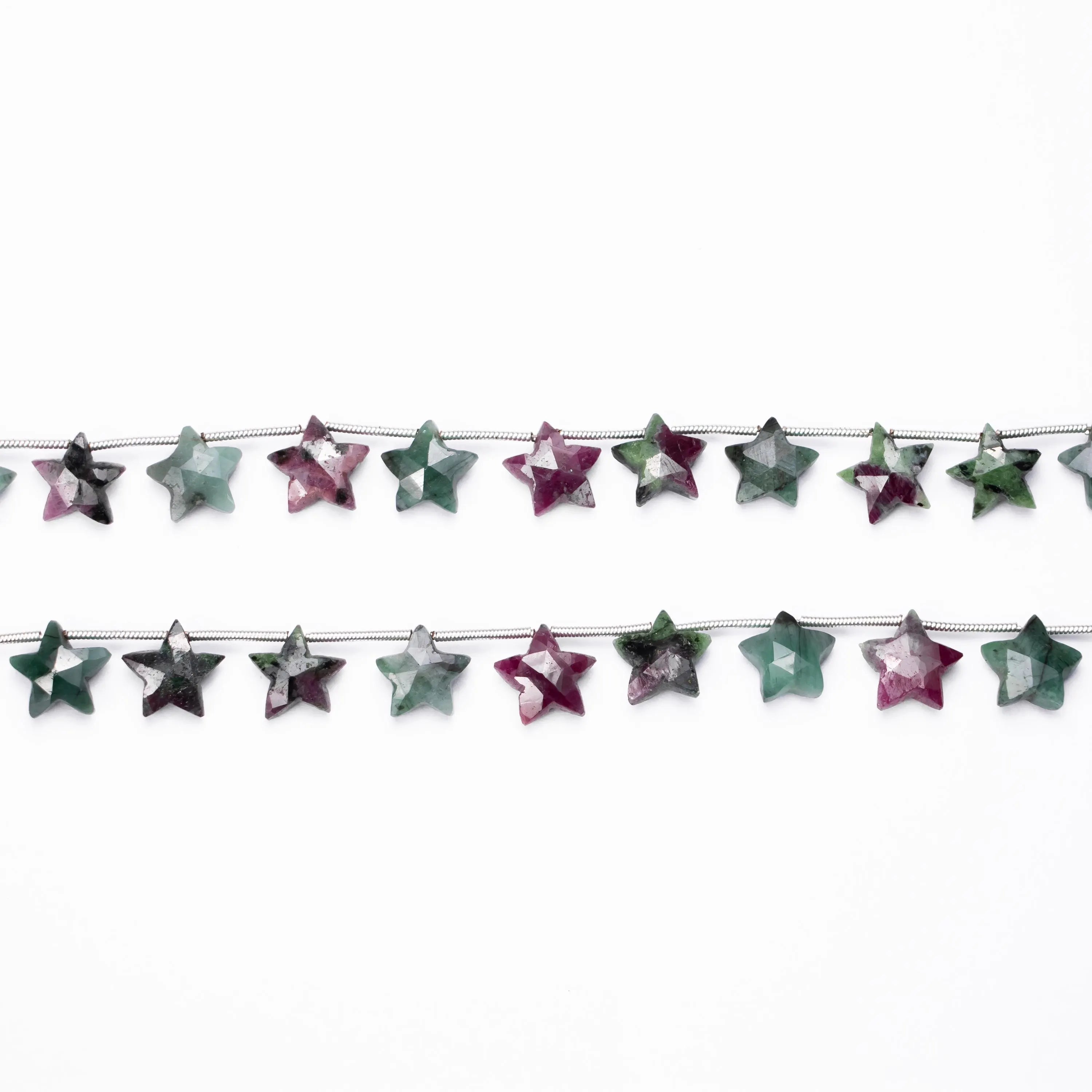 Ruby Zoisite Star Beads, Faceted Stars Beads, 9 mm To 10 mm Star Beads, (SKU558)