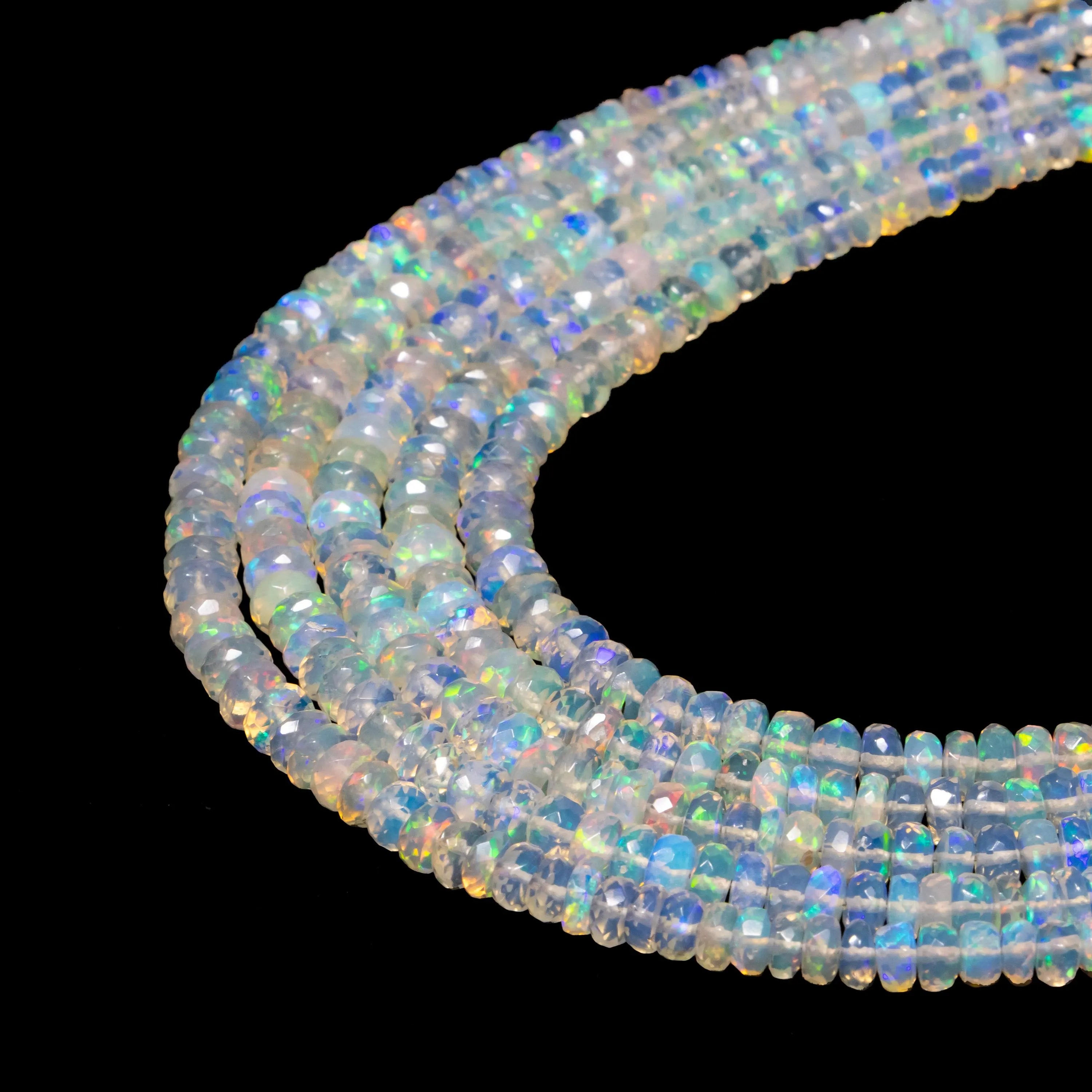 Ethiopian Fire Opal Beads, 3 To 5 mm Beads, Faceted Rondelle Beads, Welo Opal Beads For Jewelry 17" Strand (SKU001)