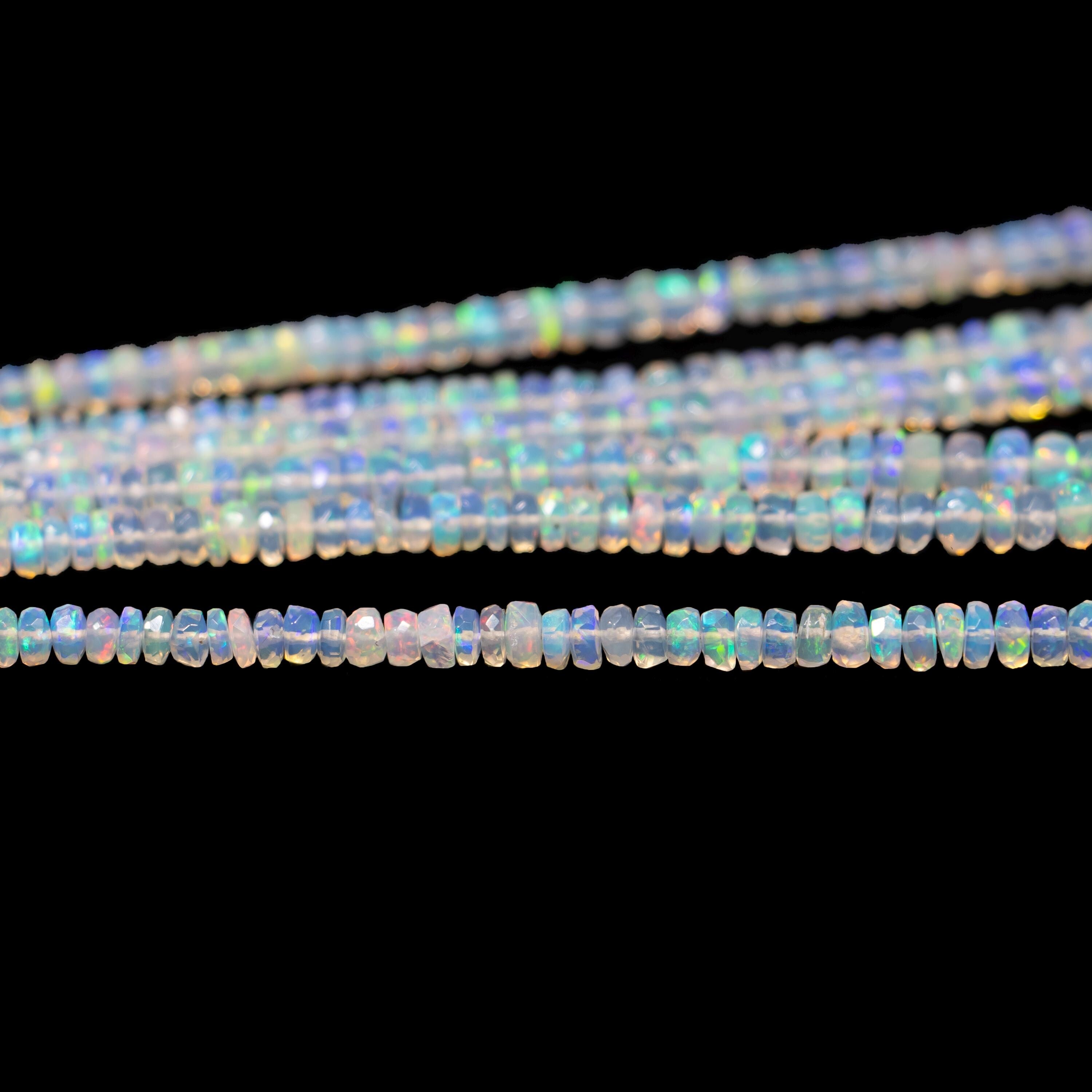 Ethiopian Fire Opal Beads, 3 To 5 mm Beads, Faceted Rondelle Beads, Welo Opal Beads For Jewelry 17" Strand (SKU001)