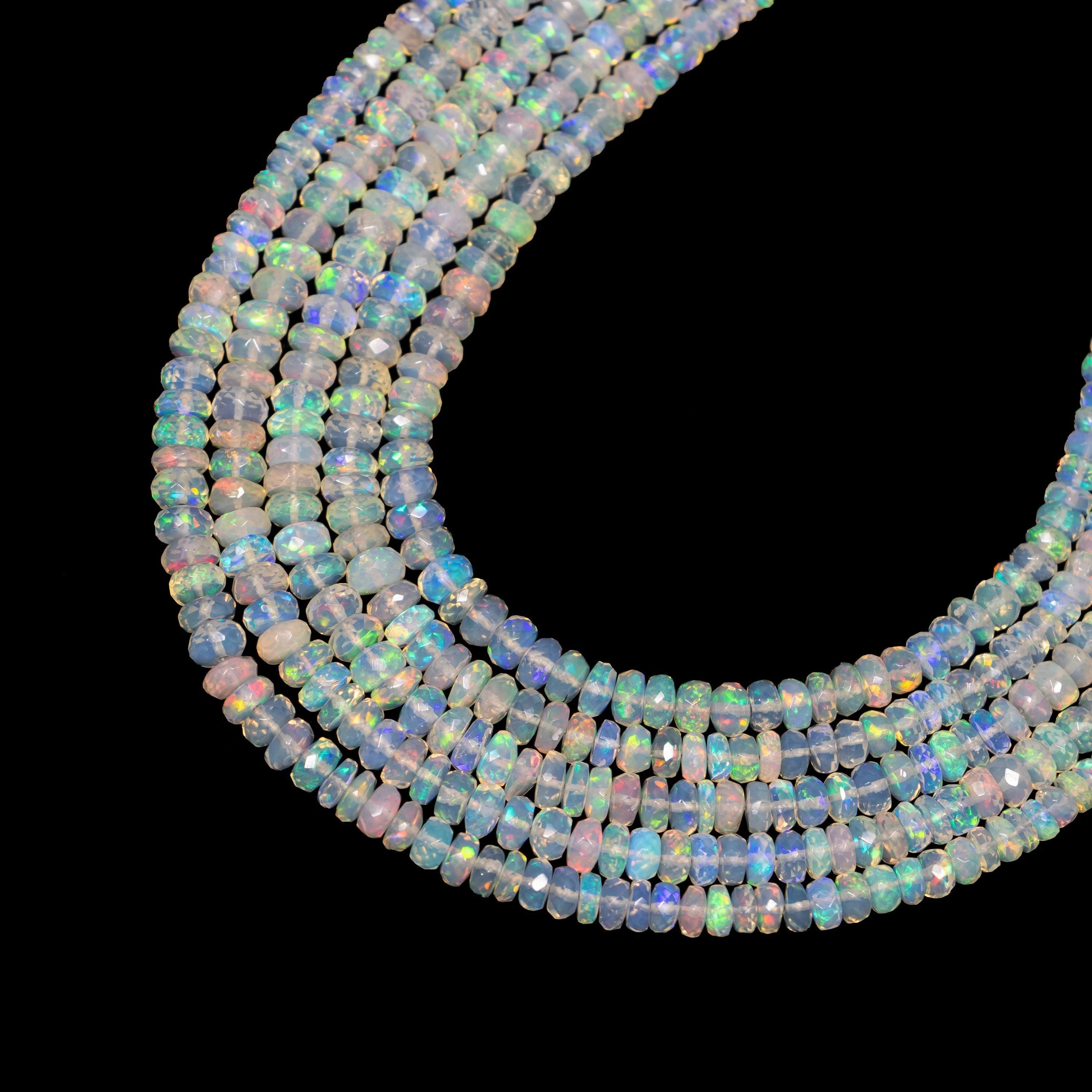 Ethiopian Fire Opal Beads, 3 To 5 mm Beads, Faceted Rondelle Beads, Welo Opal Beads For Jewelry 17" Strand (SKU001)