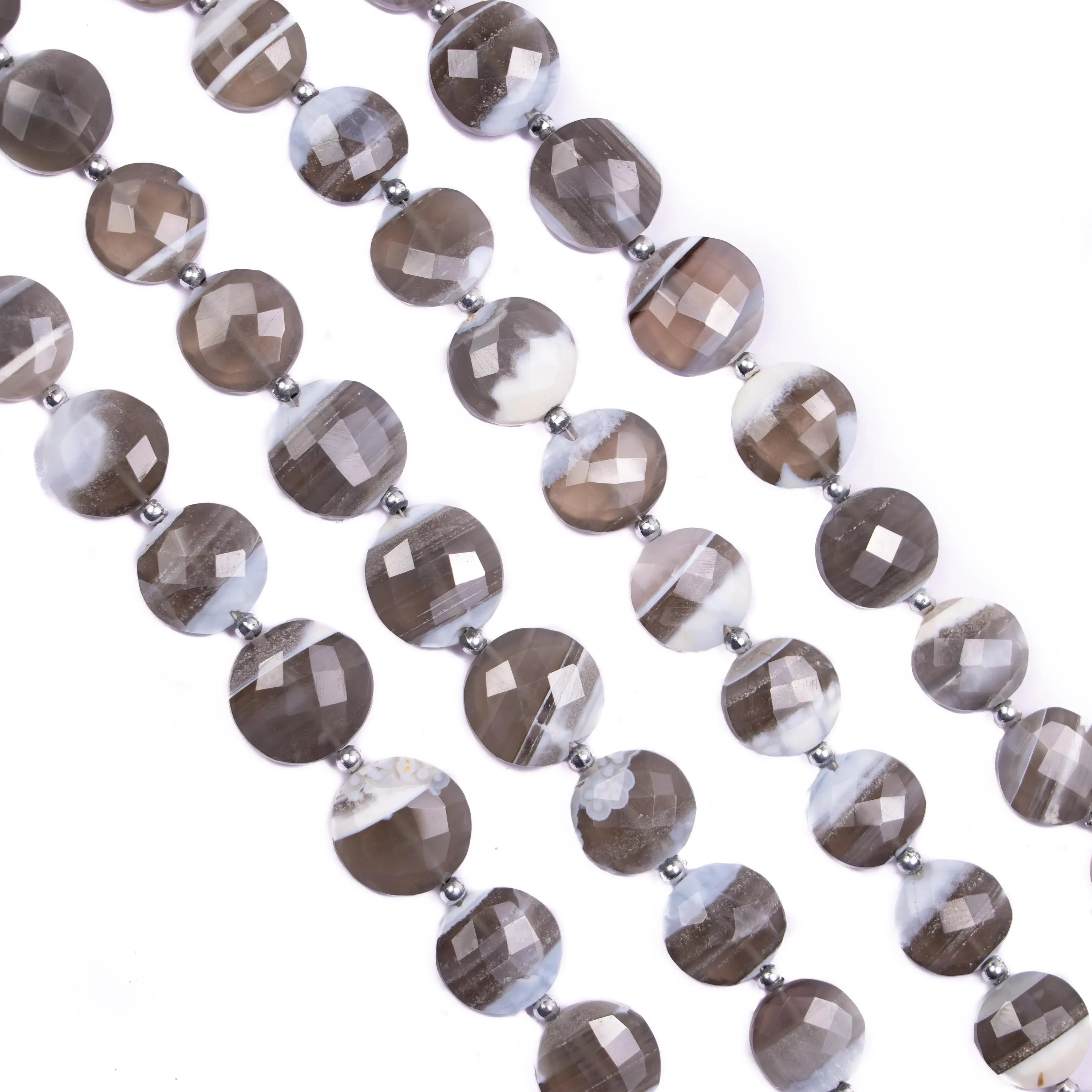 Natural Blue Boulder Opal Faceted Coin Beads, 12 To 17 mm, Opal Gemstone Beads 9 Inch, (SKU684)