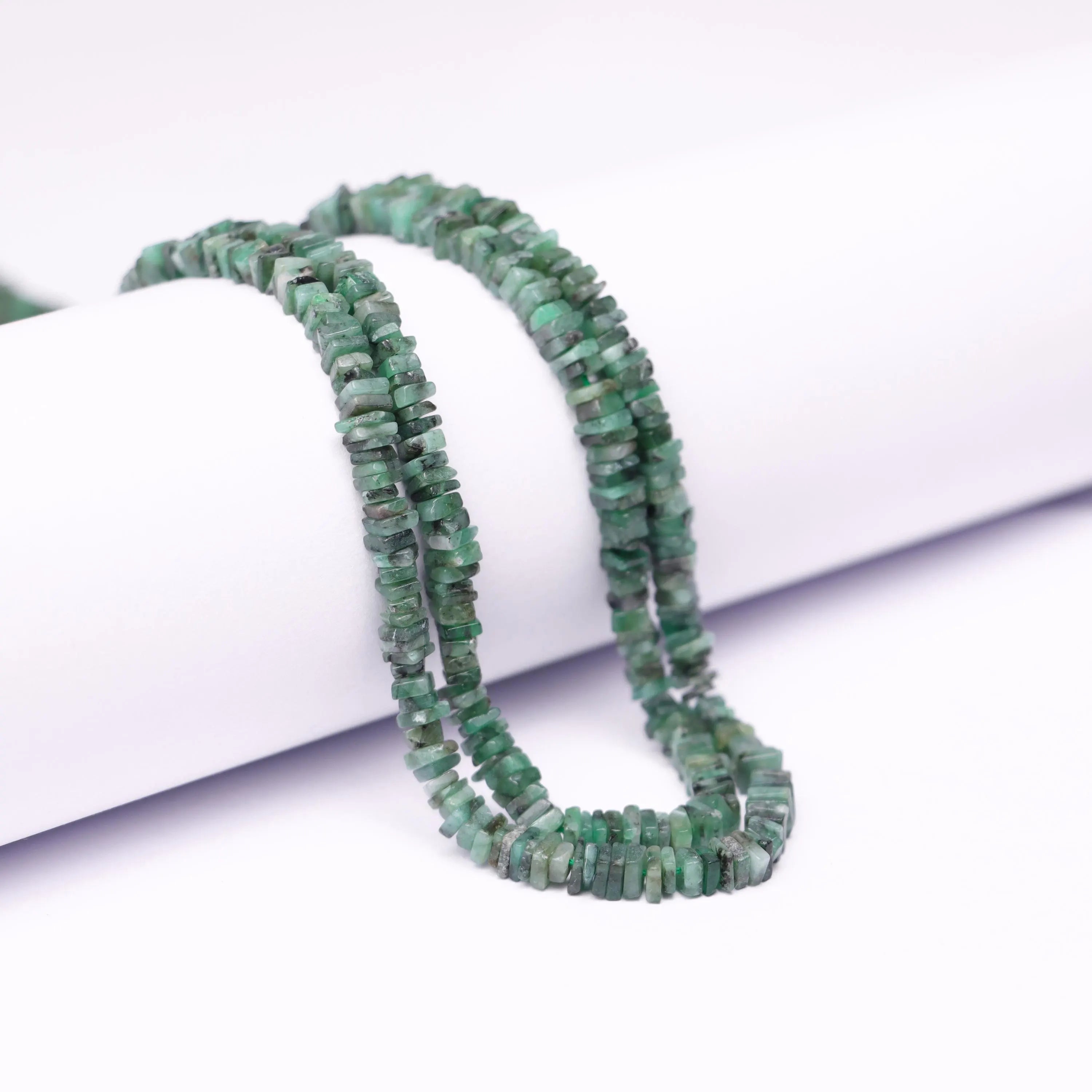Natural Emerald Smooth Square Beads, 4 mm, Green Emerald Square, SKU521