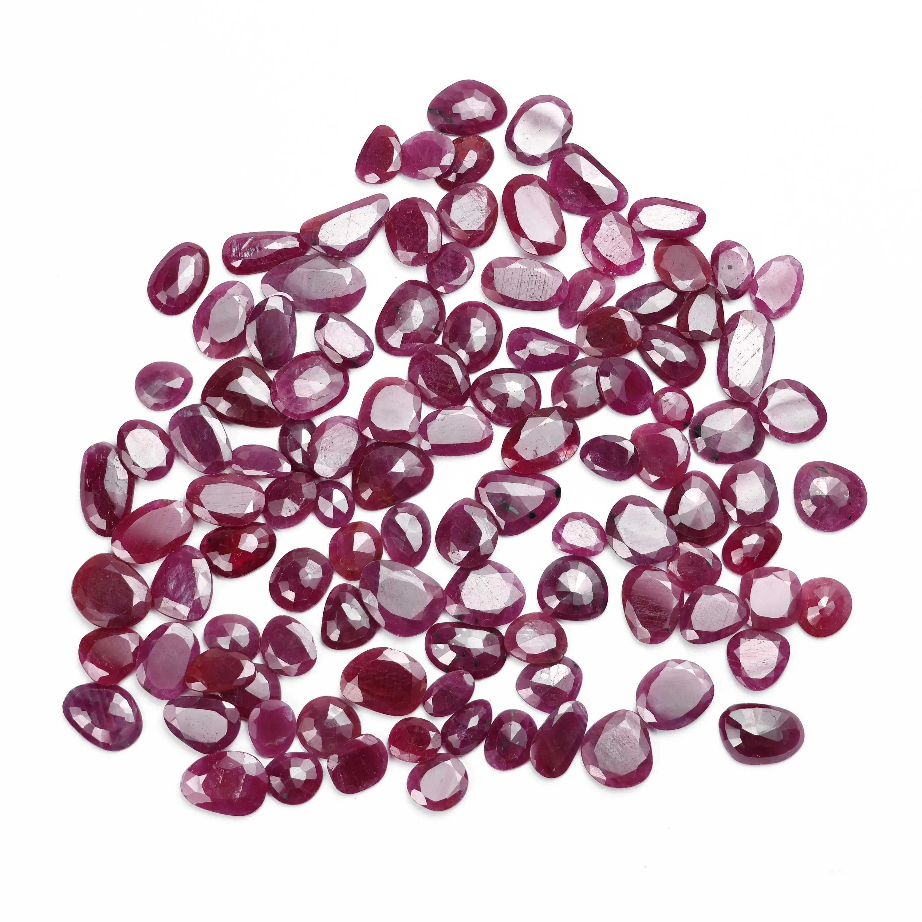 Ruby Rosecut Faceted Slice Loose Gemstone, 8 mm To 14 mm, Ruby Rosecut Slice, Ruby Jewelry Making Gemstone, SKU523