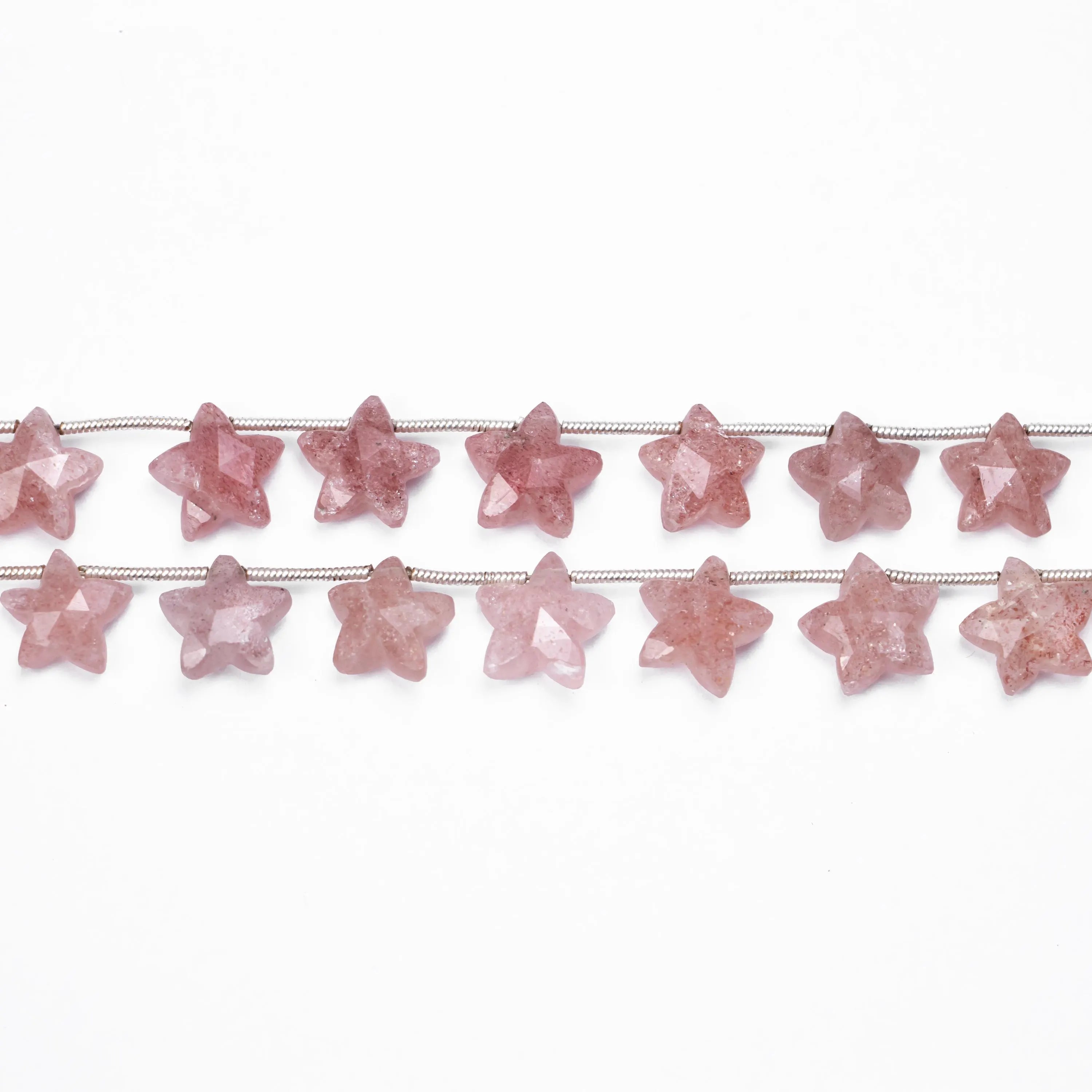 Natural Strawberry Quartz Faceted Stars Beads, 9x9 To 10x10 mm, Pink Star Beads, Wholesale Beads Supplier (SKU540)