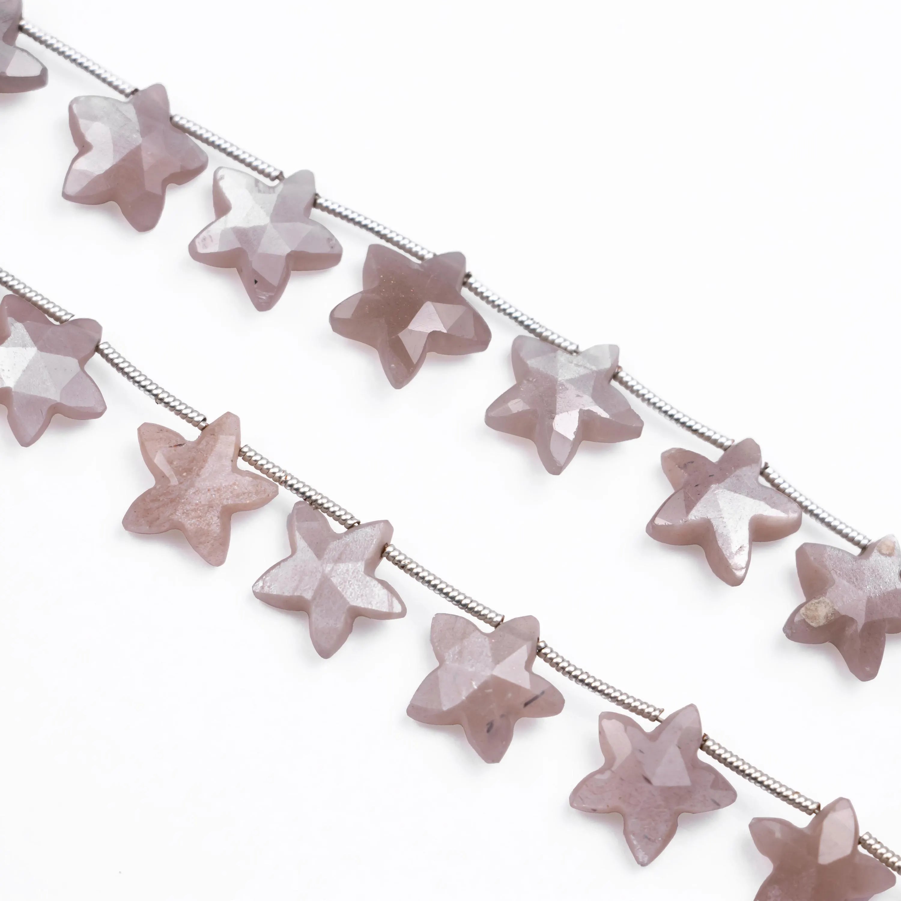 Natural Chocolate Moonstone Faceted Stars Beads, 9x9 To 10x10 mm, DIY Jewelry Beads, (SKU557)