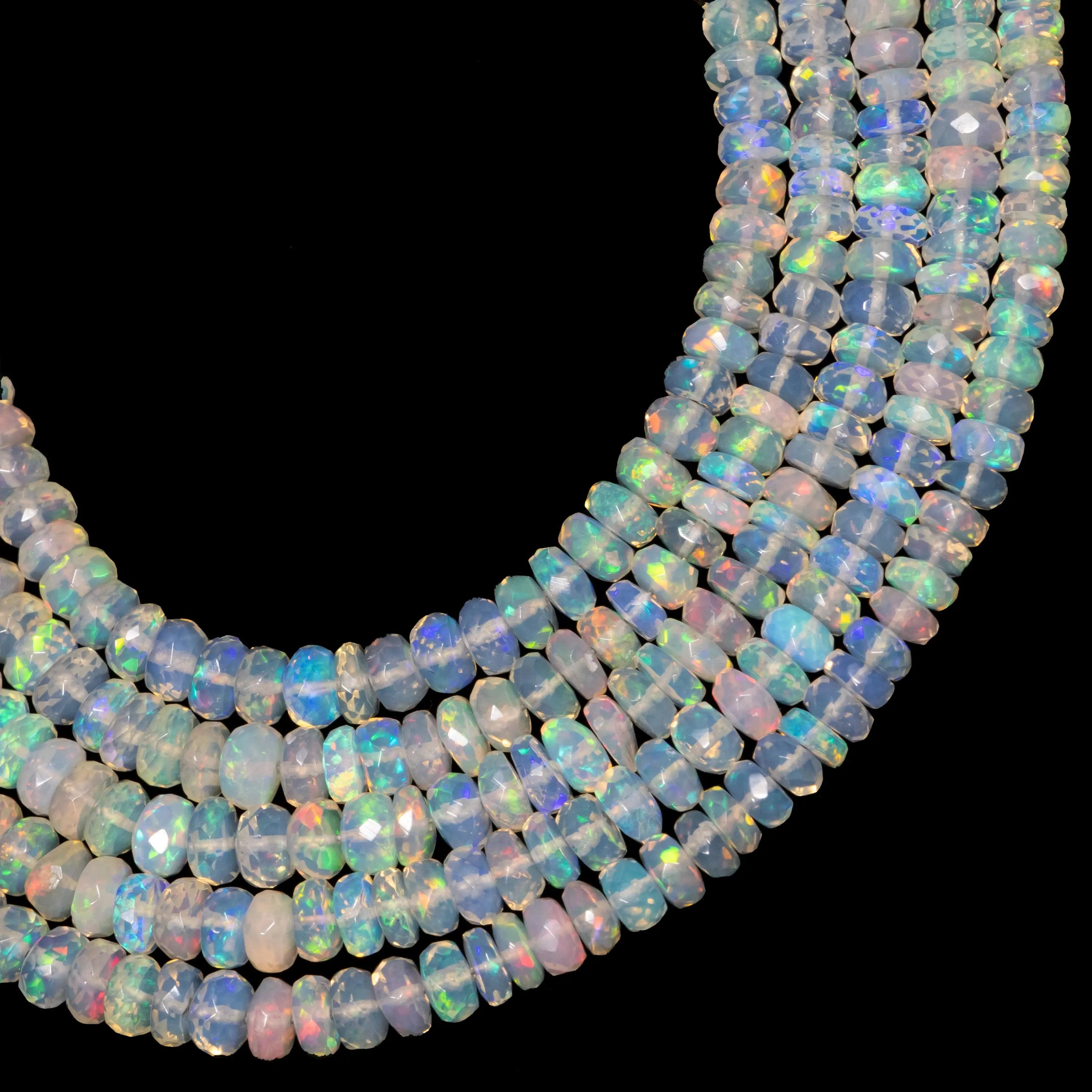 Ethiopian Fire Opal Beads, 3 To 5 mm Beads, Faceted Rondelle Beads, Welo Opal Beads For Jewelry 17" Strand (SKU001)