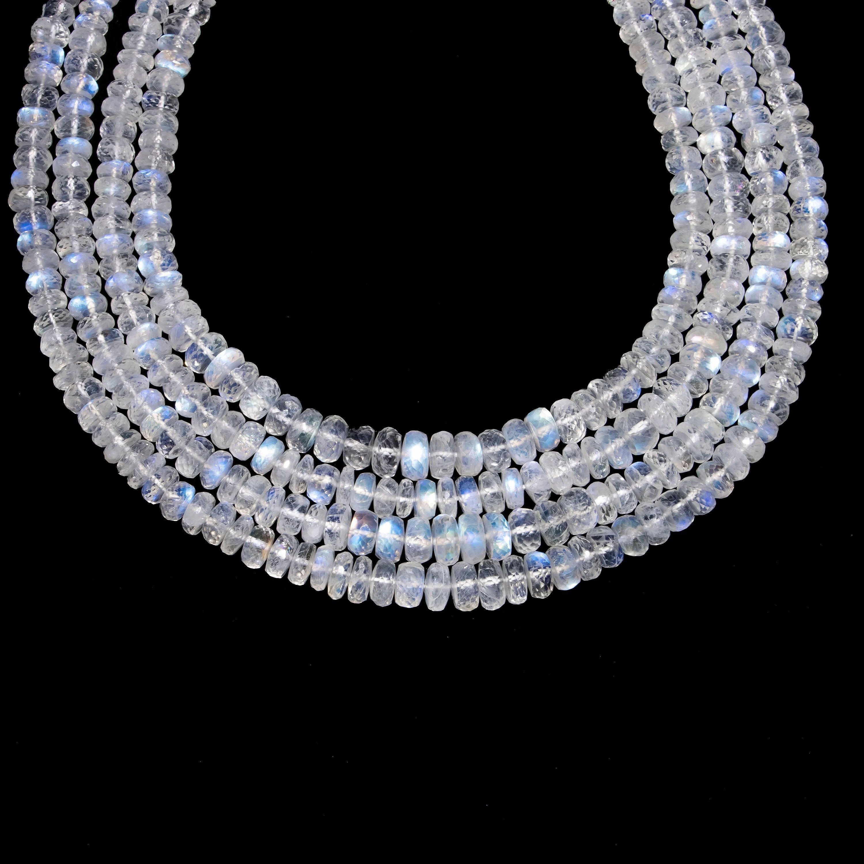 Natural Rainbow Moonstone Faceted Rondelle Beads, 5 To 7.5 mm, 18 Inch Strand, (SKU059)