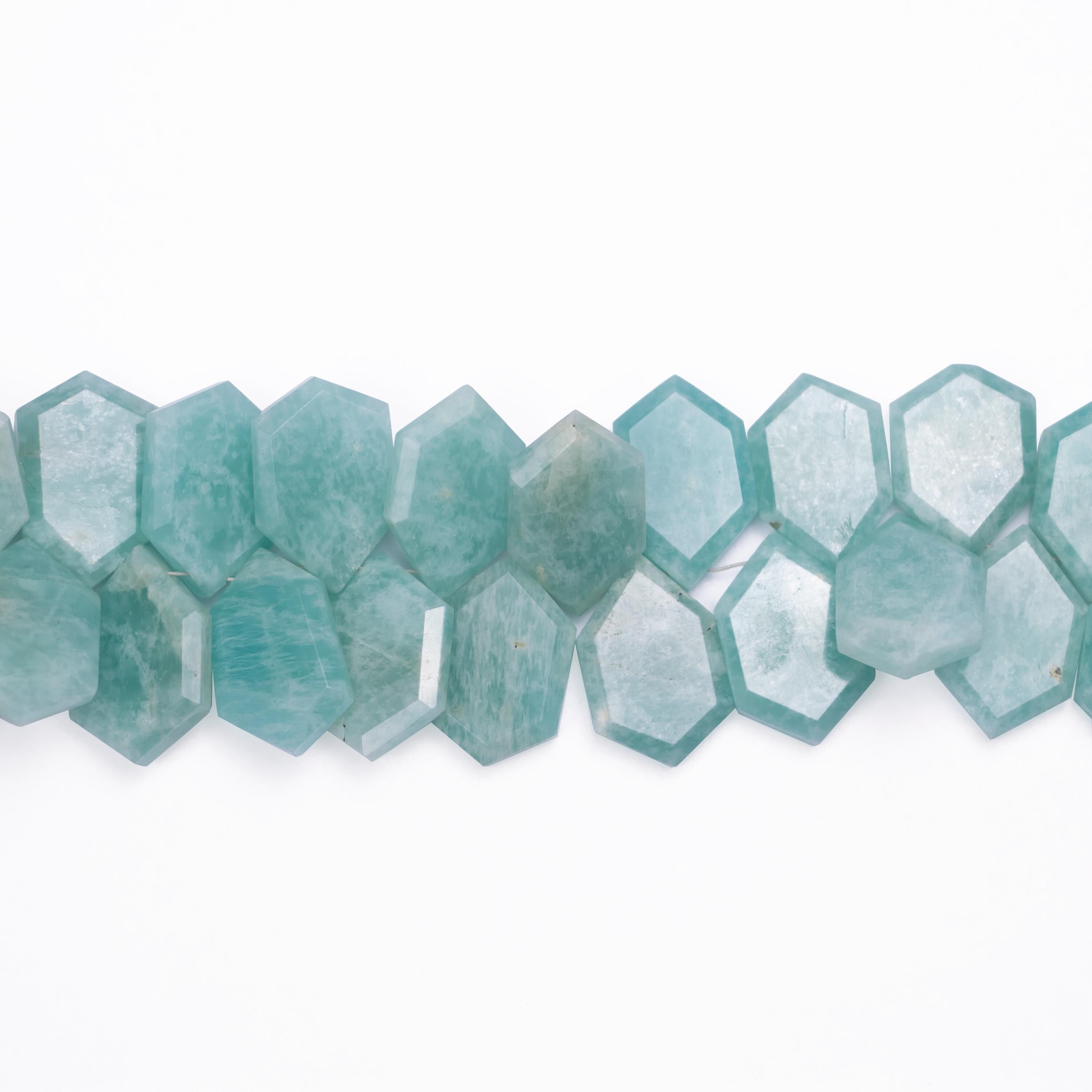 Amazonite Faceted Six-Corner Hexagon Beads, 12x18 mm to 12.5x18.5 mm, SKU611