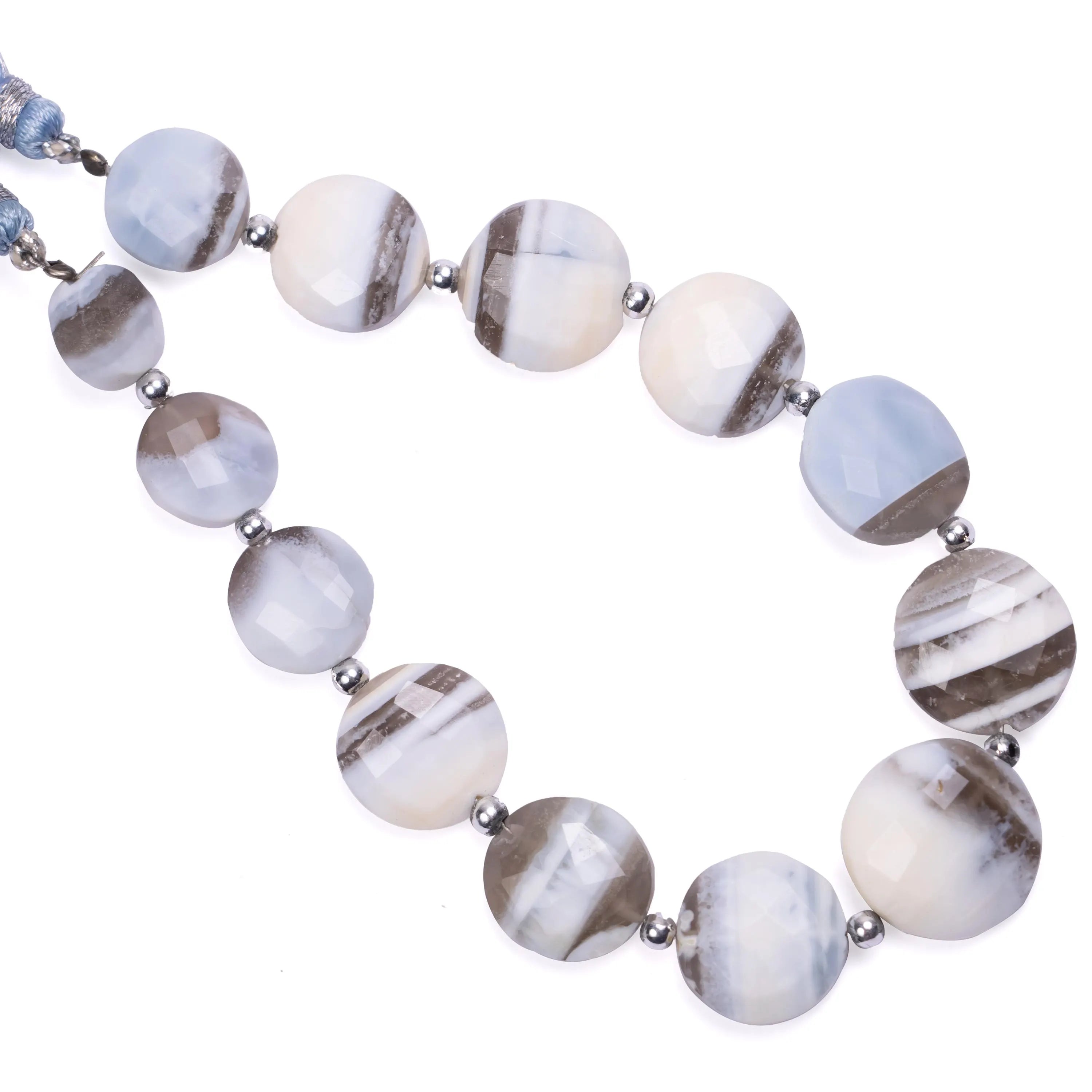 Natural Blue Boulder Opal Faceted Coin Beads, 12 To 17 mm, Opal Gemstone Beads 9 Inch, (SKU684)