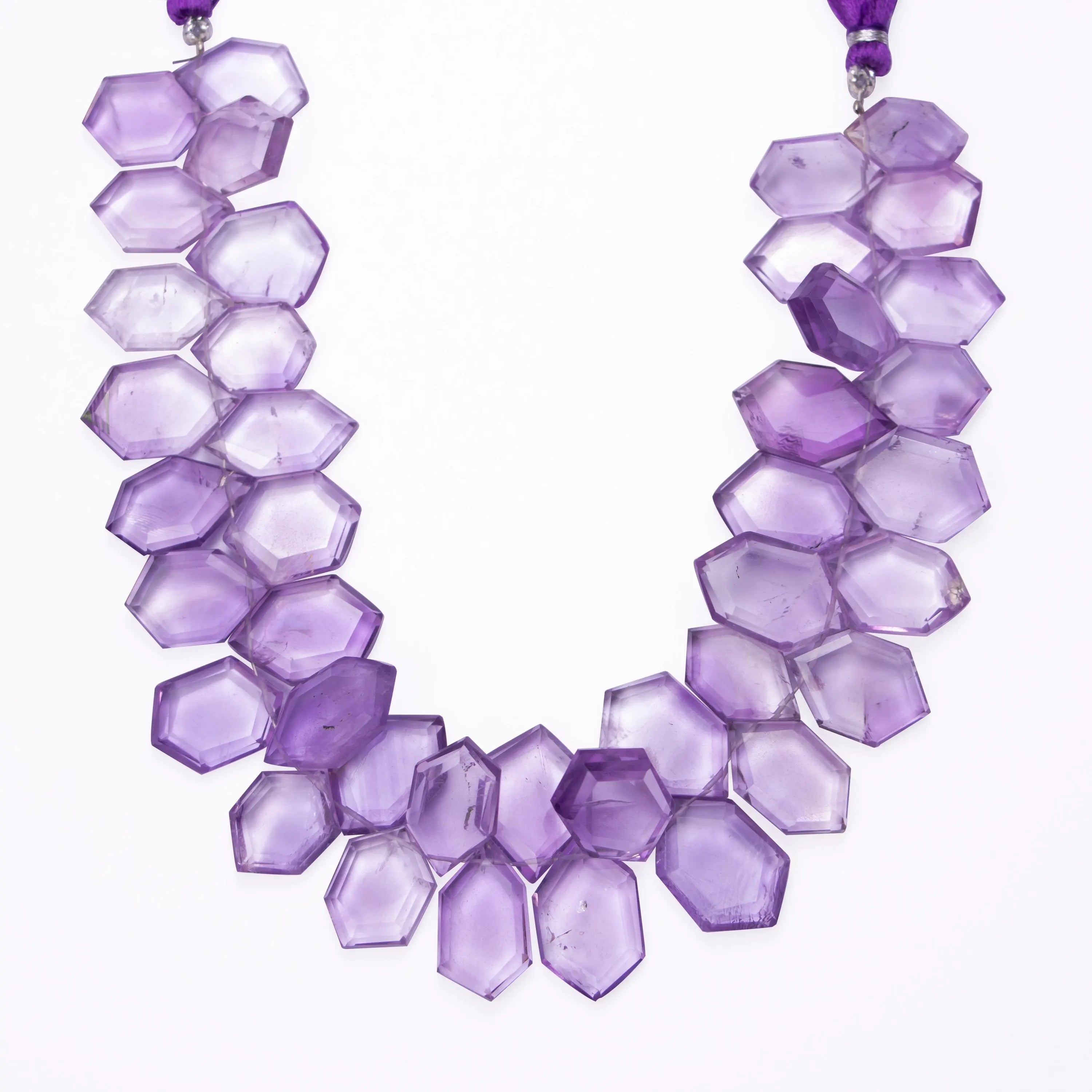 Pink Amethyst Faceted Hexagon Fancy Beads, 9x15 To 12x18 mm, (SKU606)