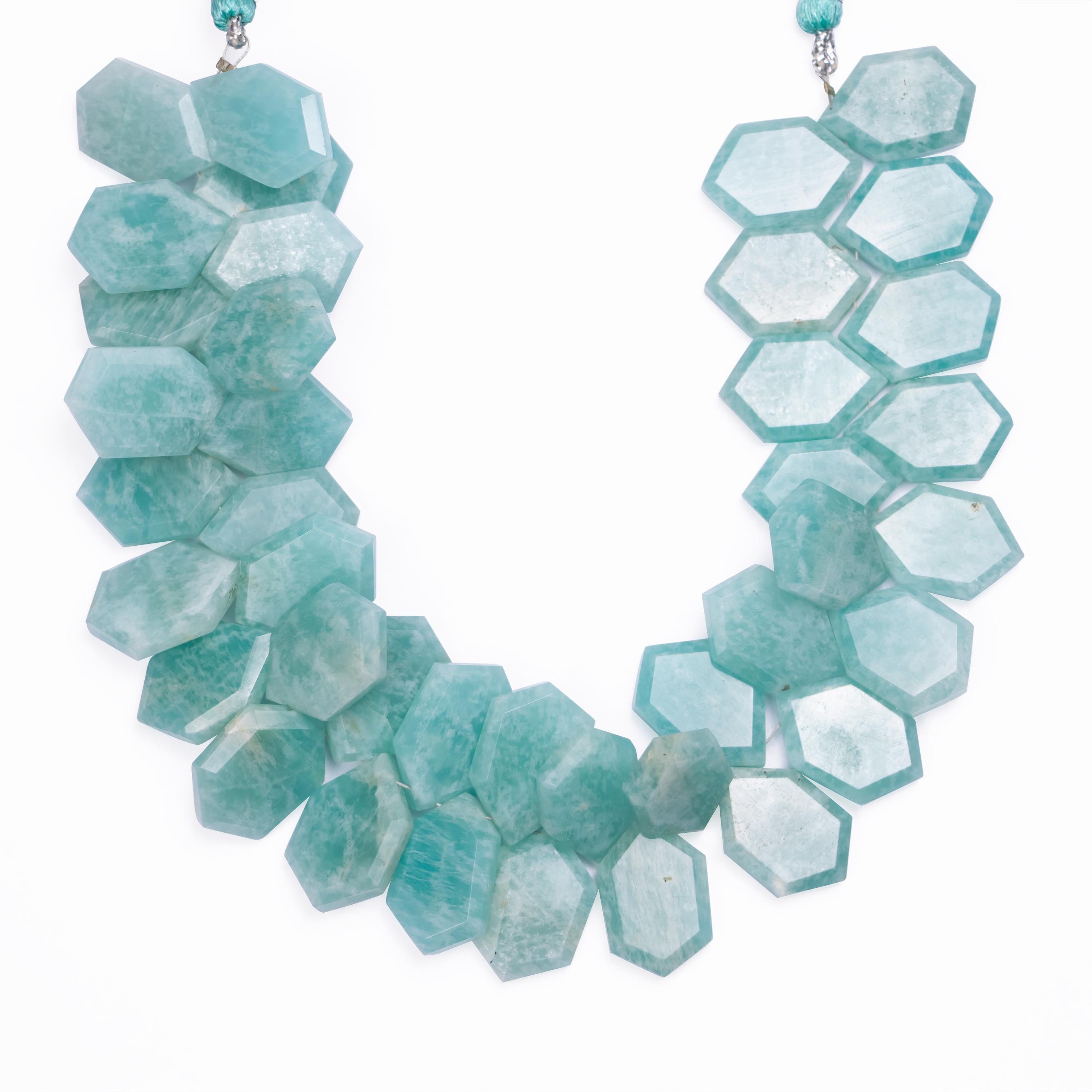 Amazonite Faceted Six-Corner Hexagon Beads, 12x18 mm to 12.5x18.5 mm, SKU611