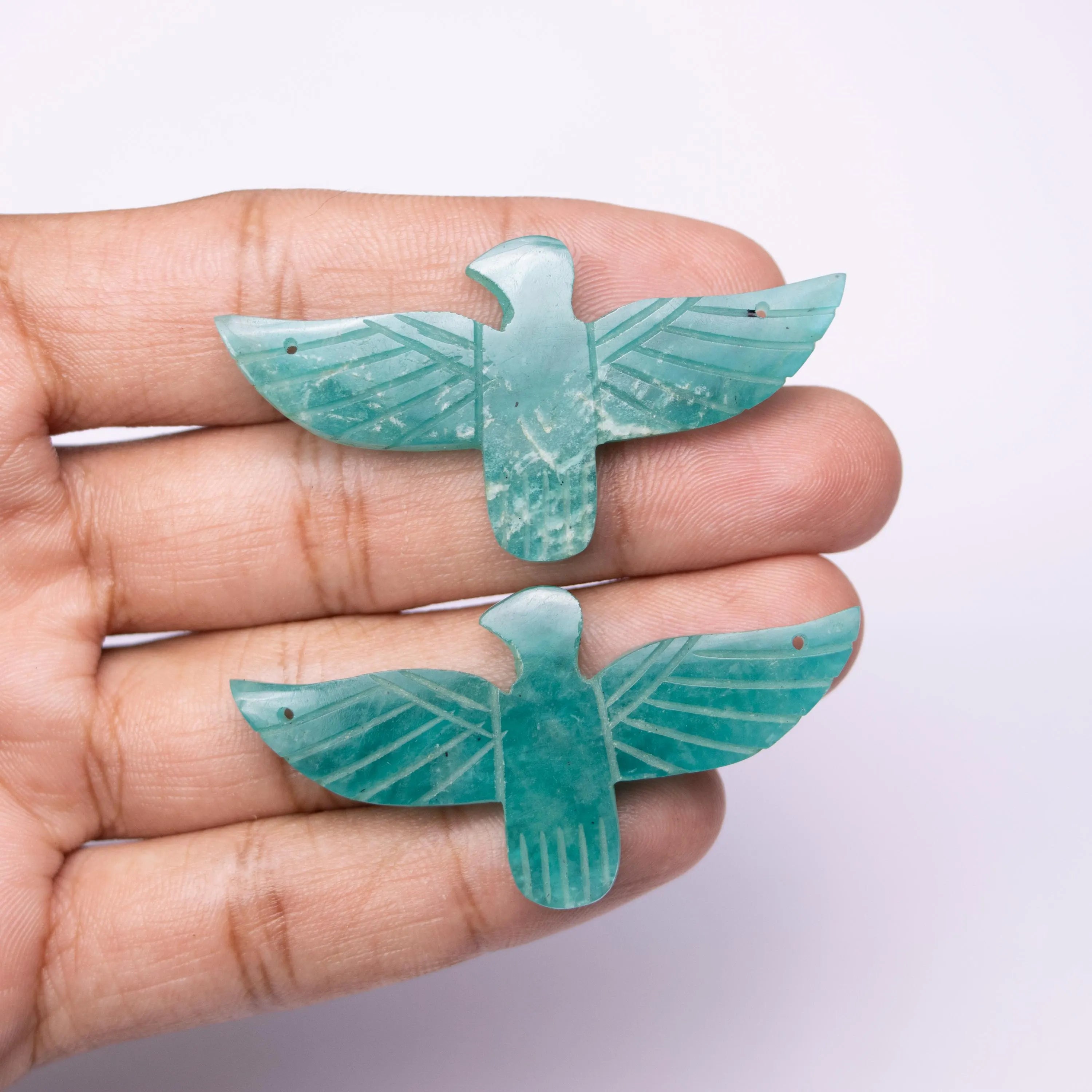 Amazonite Eagle Shape Pendant Gemstone Carving, Handmade Amazonite Eagle Pendant (SKU1038)