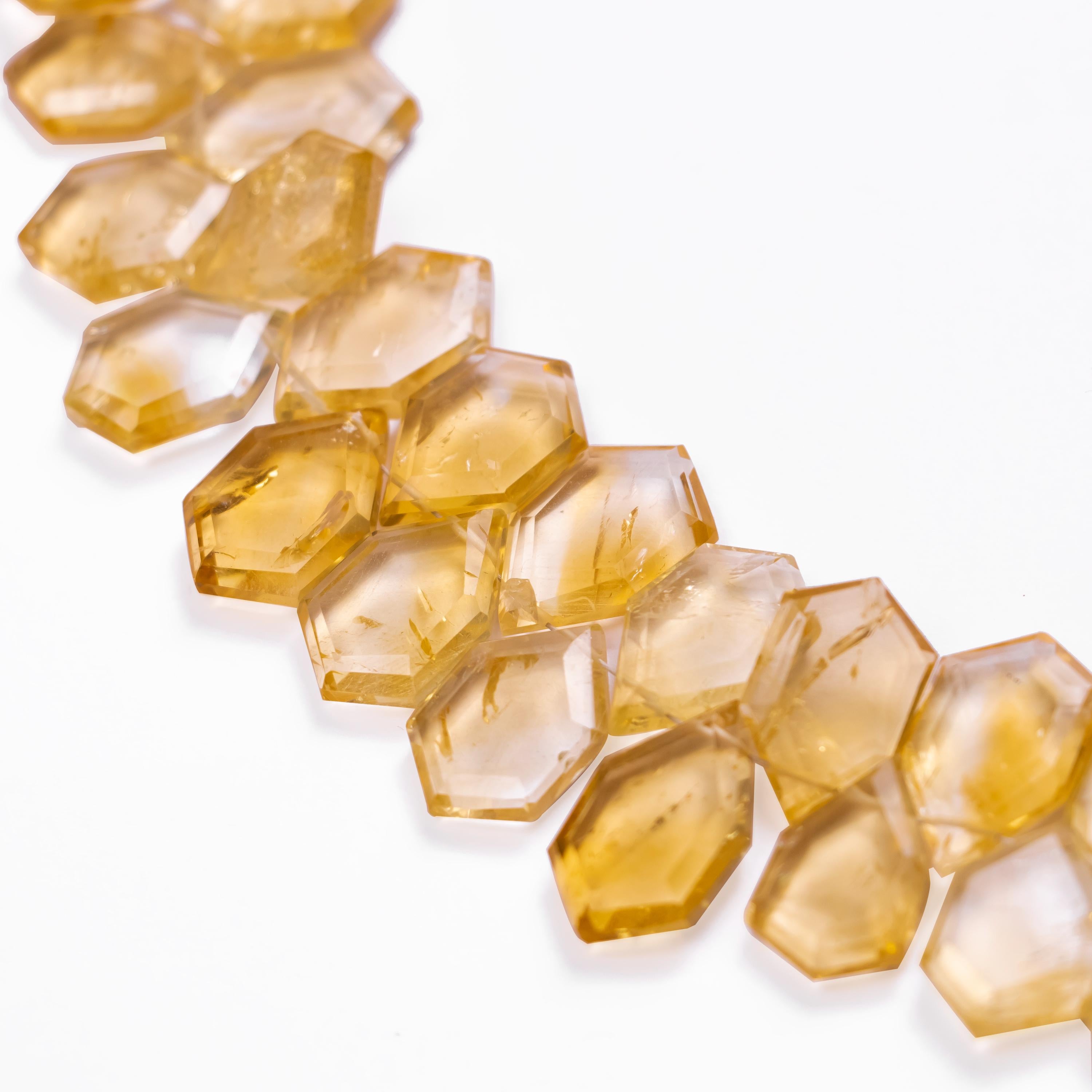 Yellow Citrine Faceted Hexagon Six Corner Fancy Beads, 9x15 mm to 12x18 mm, SKU616
