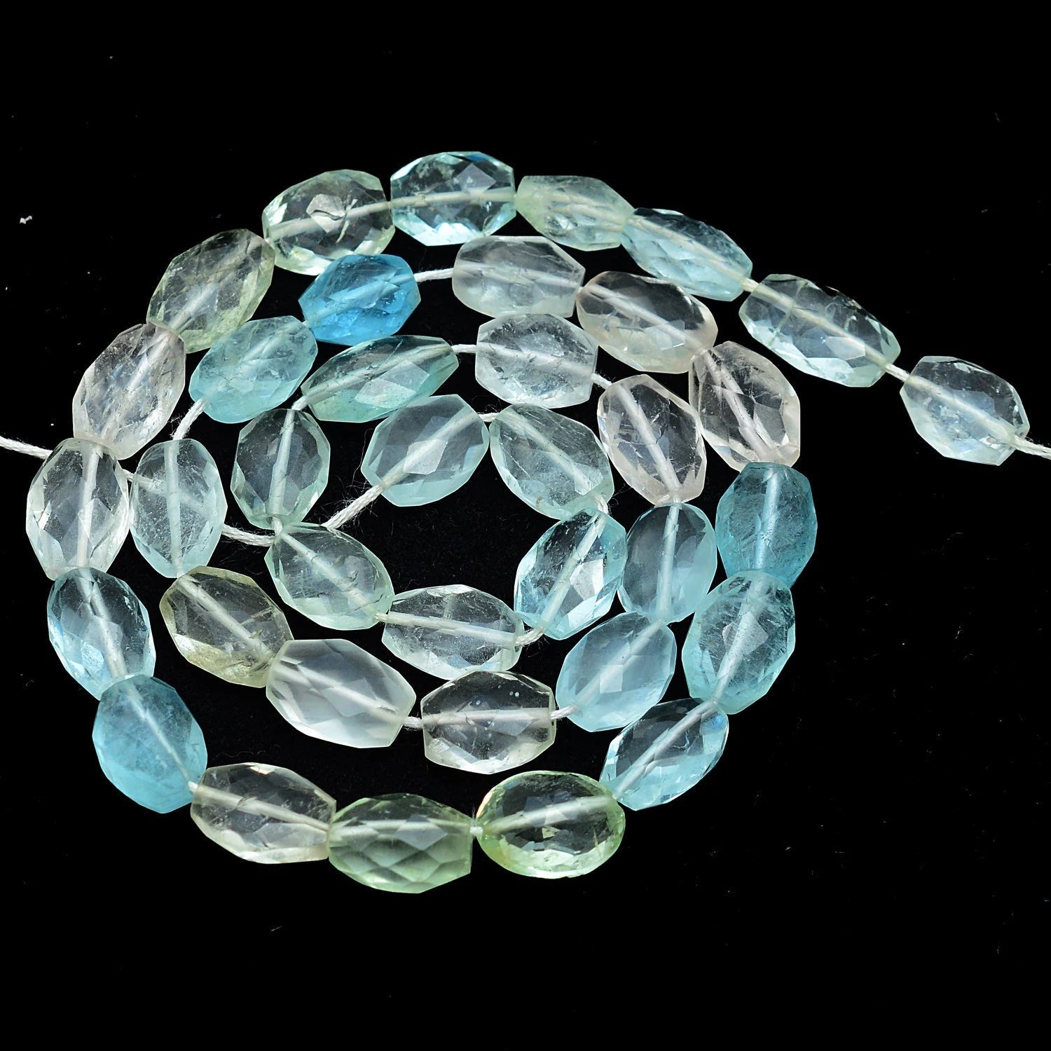 Natural Aquamarine Faceted Oval Beads, Multi-Color Aquamarine Beads Gemstone, Multi-Berry Oval Jewelry Making Beads, 14" Strand (SKU301)