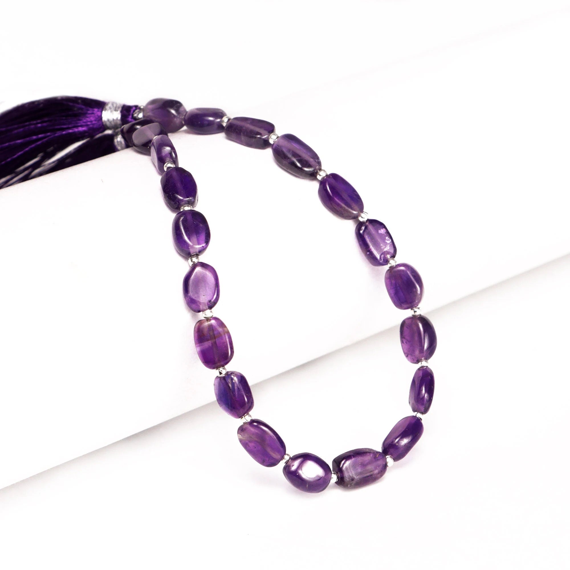 8 Inches Amethyst Natural Smooth Oval Beads, Purple Amethyst Oval Beads, Amethyst Oval Nuggets, Amethyst Jewelry Making Gemstone, (SKU037)
