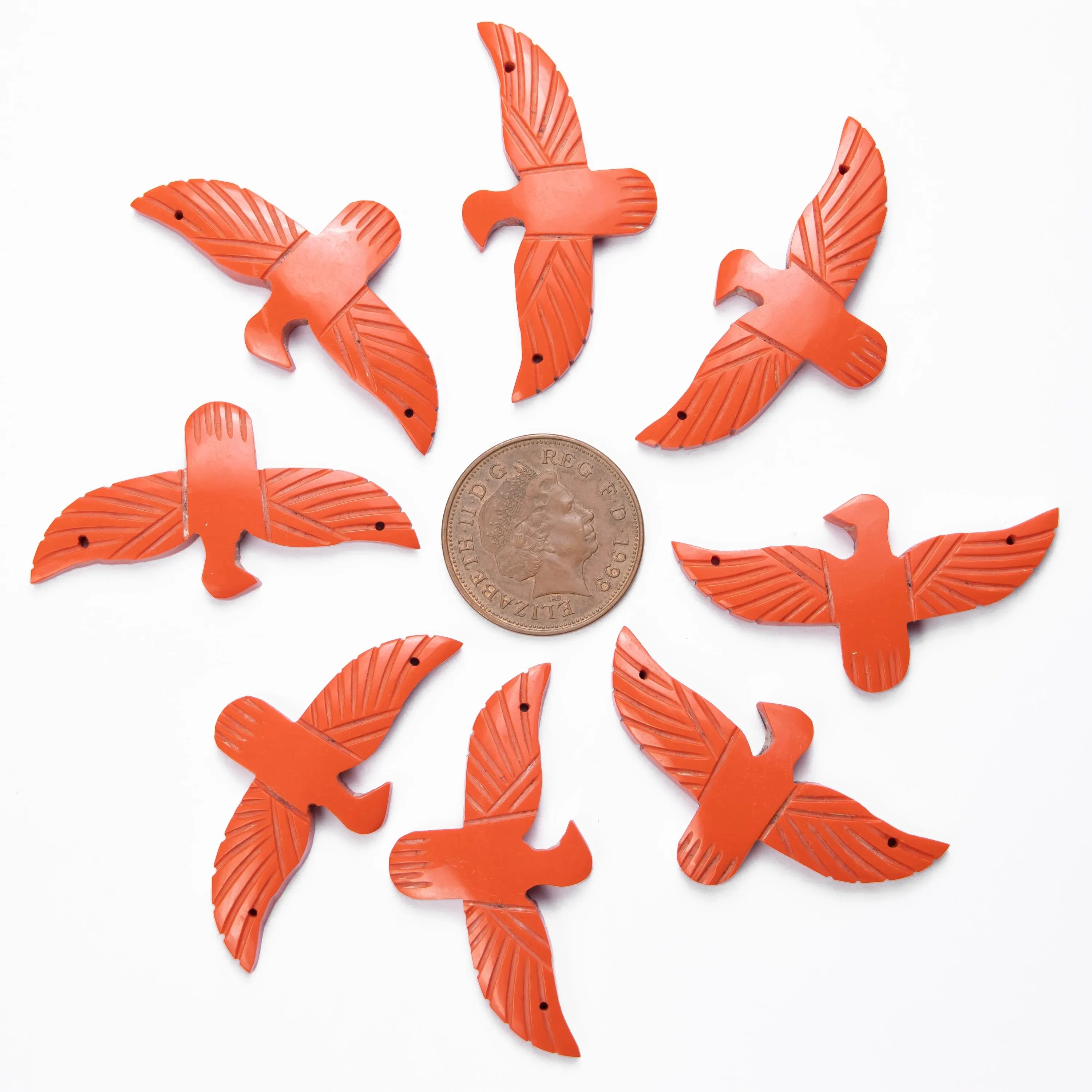 Coral Eagle Gemstone, Handmade Carving Coral Motif, Coral Carving Loose Gemstone, (SKU404)