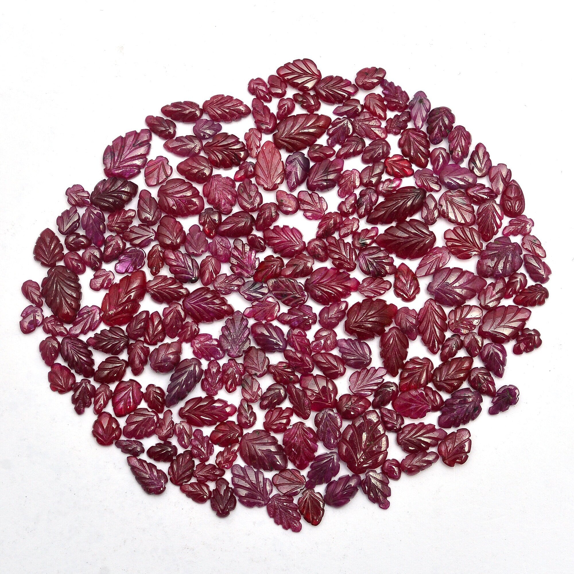 Natural Dark Ruby Leaves, 5 to 12 mm Leaf, High-Quality Leaf Carving Jewelry making Ruby Leaf (SKU624)