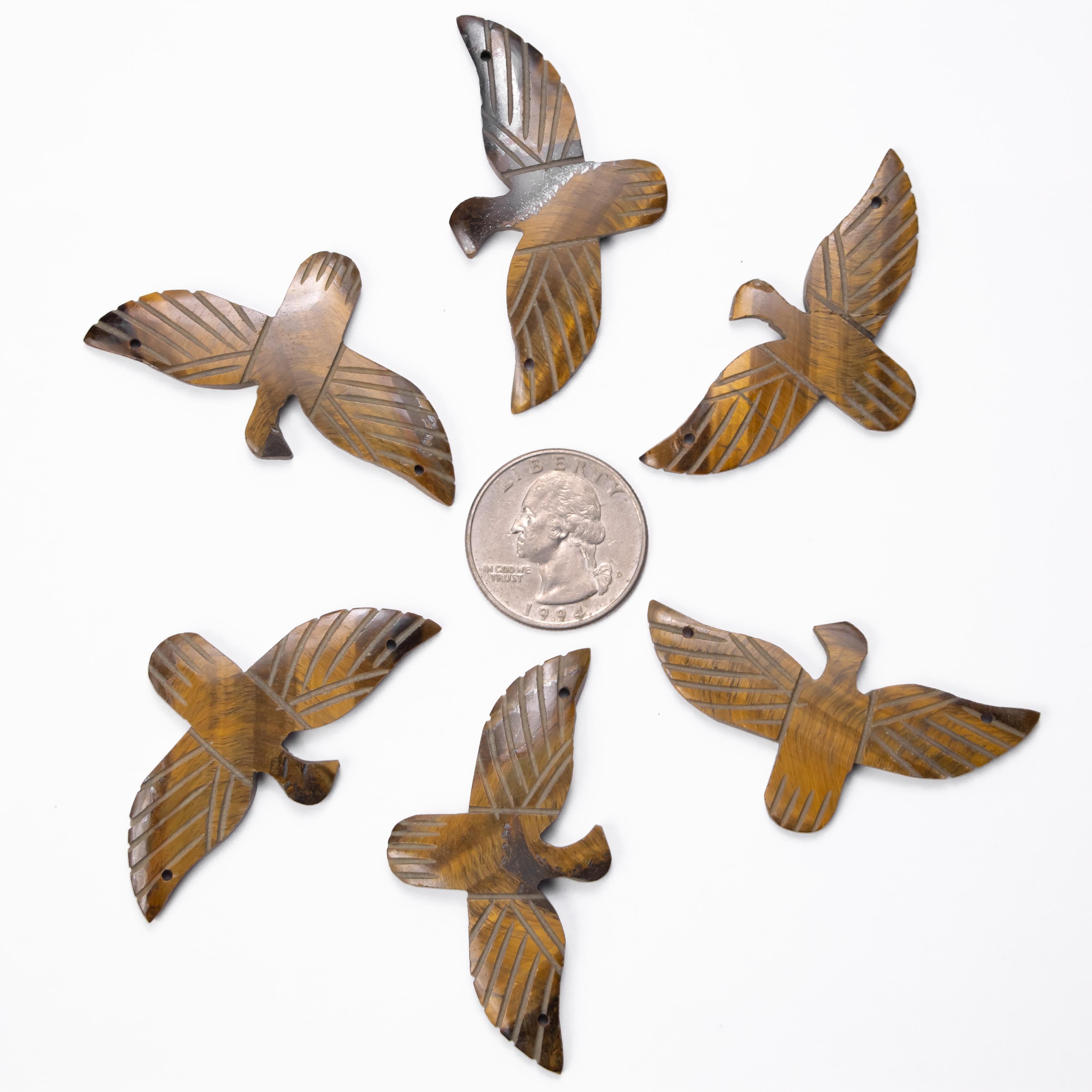 Tiger's Eye Eagle Pendant Gemstone Carving, (SKU395)