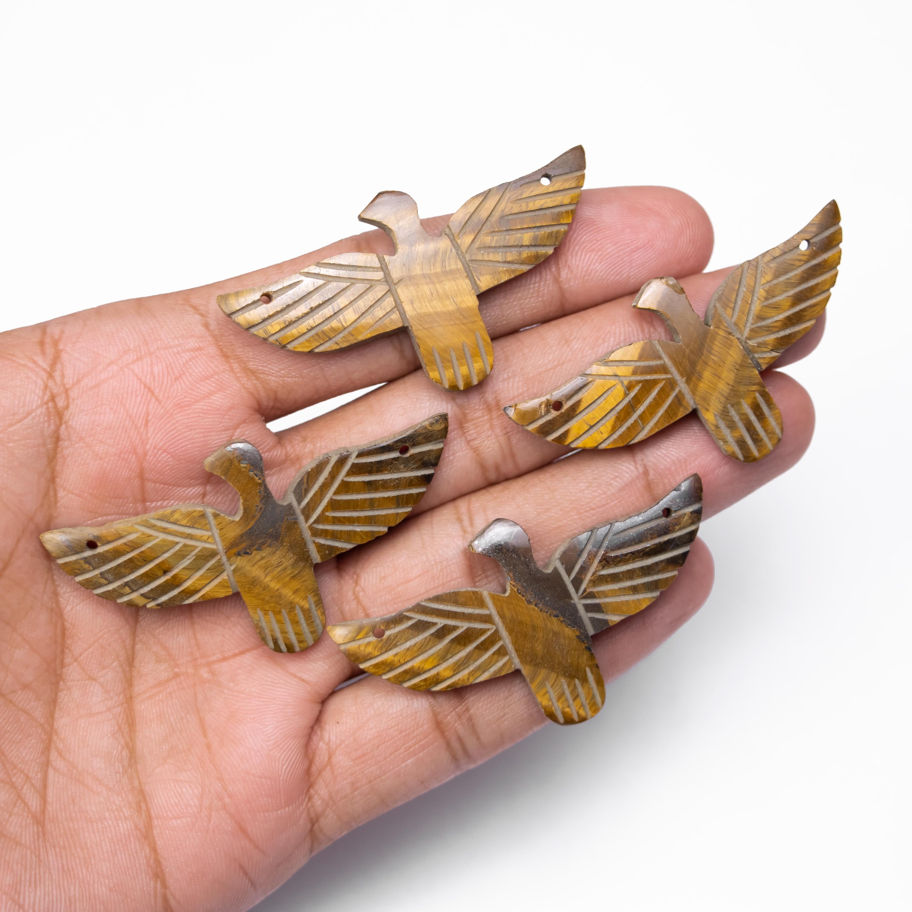 Tiger's Eye Eagle Pendant Gemstone Carving, (SKU395)