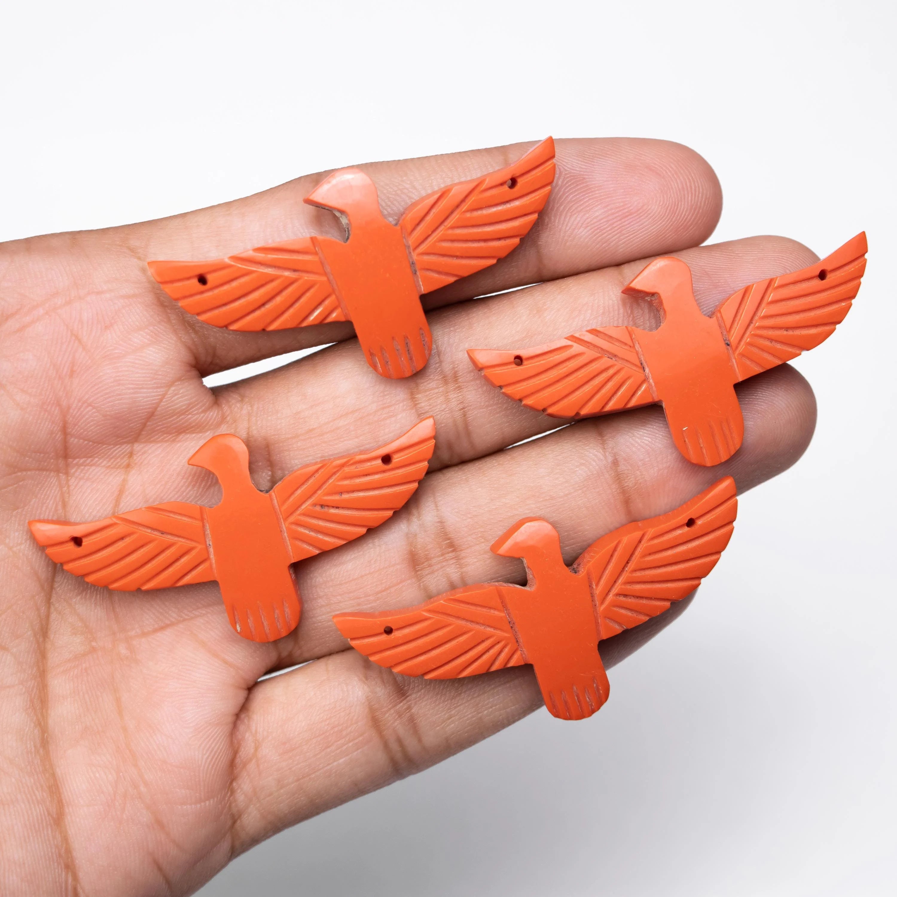 Coral Eagle Gemstone, Handmade Carving Coral Motif, Coral Carving Loose Gemstone, (SKU404)