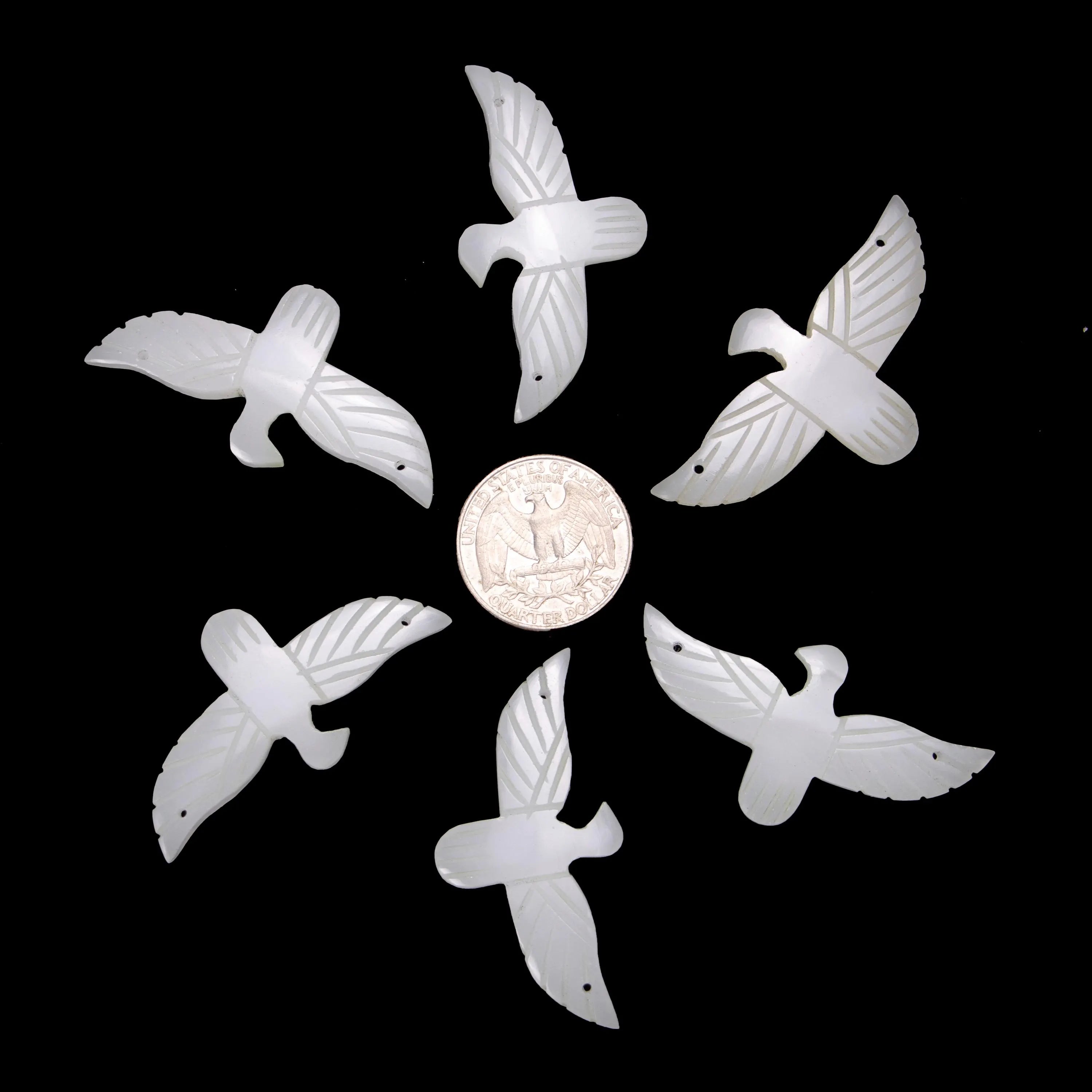 Natural White Agate Eagle Gemstone, Handmade Carving Agate Gemstone, (SKU406)
