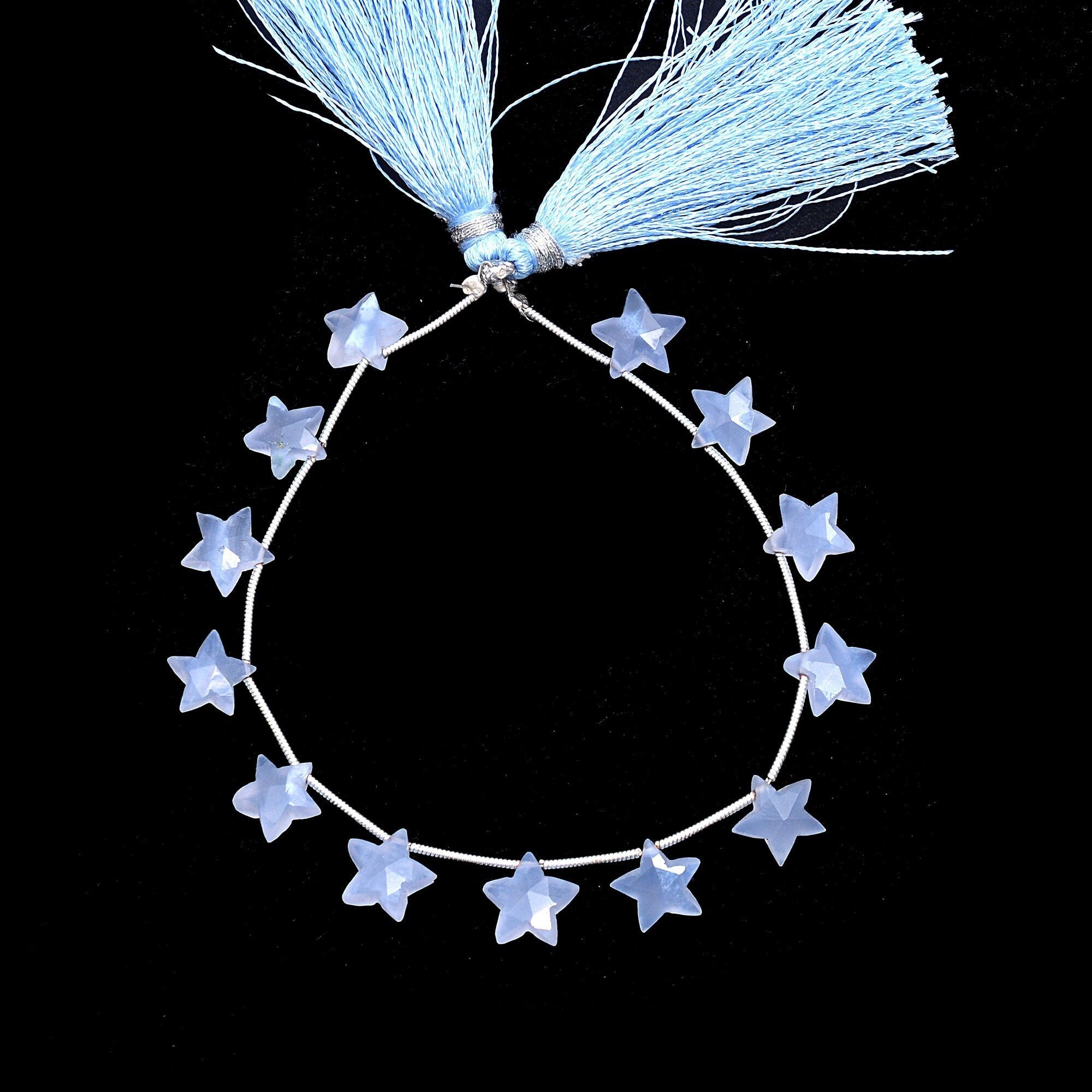 Blue Chalcedony Faceted 5 Corner Stars Beads, 9x9 mm To 10x10 mm, (SKU541)