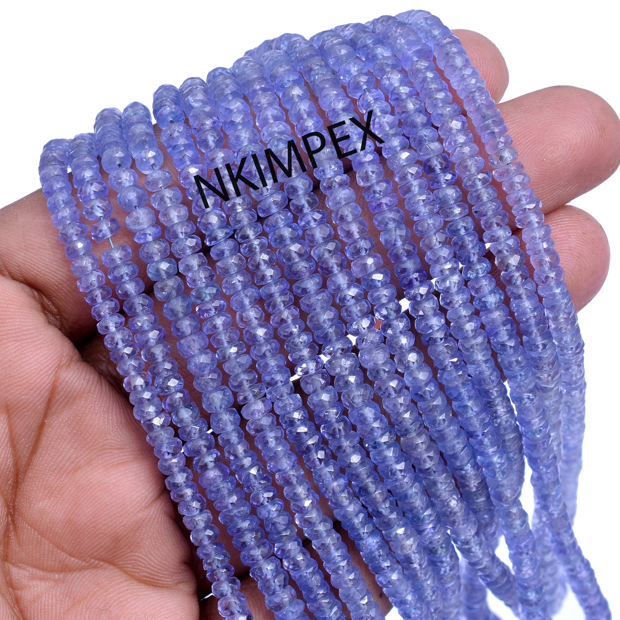 Natural Tanzanite Faceted Rondelle Beads, Tanzanite Jewelry Making Gemstone Beads, 16 Inch Strand, (SKU051)
