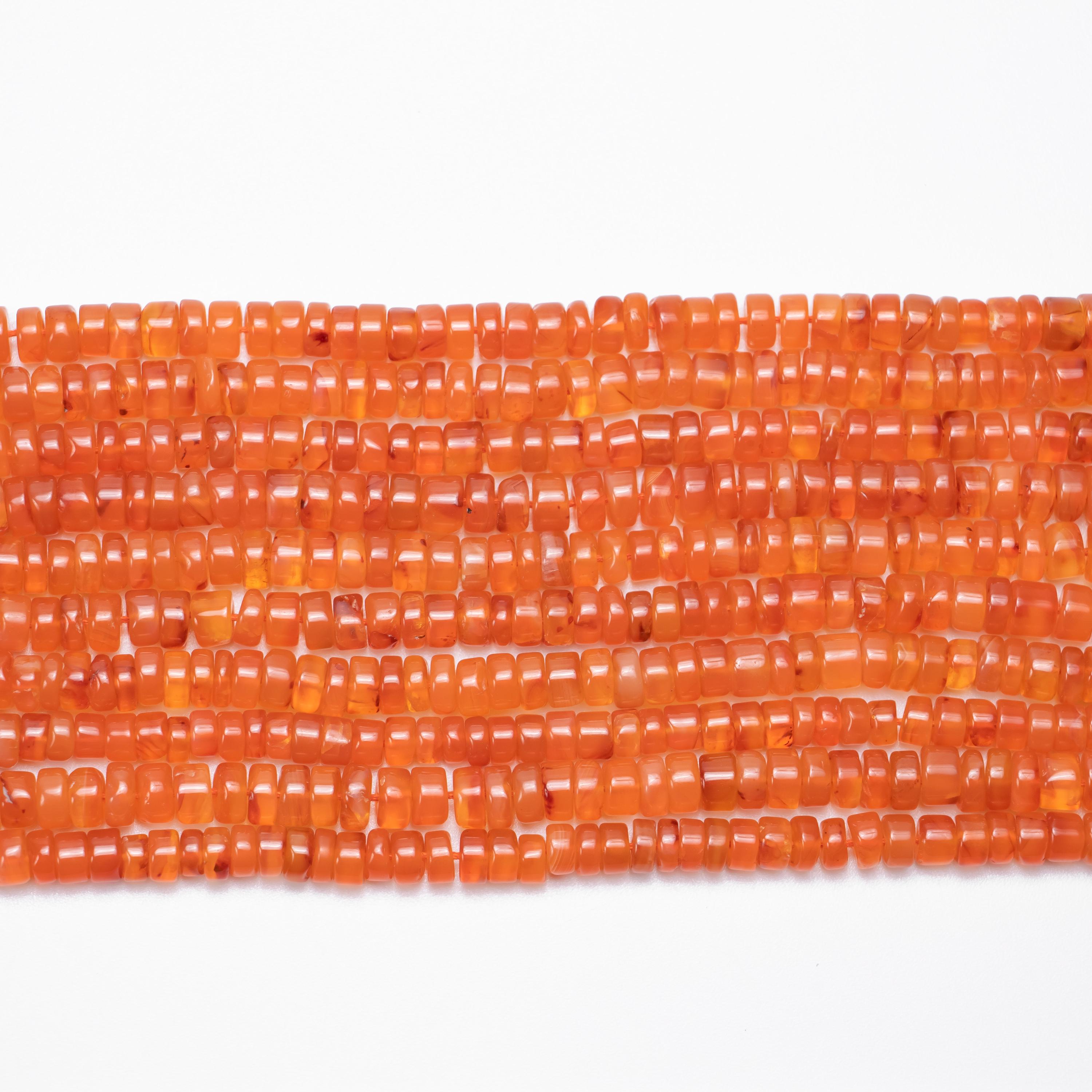 Natural Carnelian Smooth Heishi Beads, 4.5 To 11 mm Beads, AA Quality Carnelian Tyre Beads, Wheel Heishi Beads, 15 Inch Strand (SKU343)