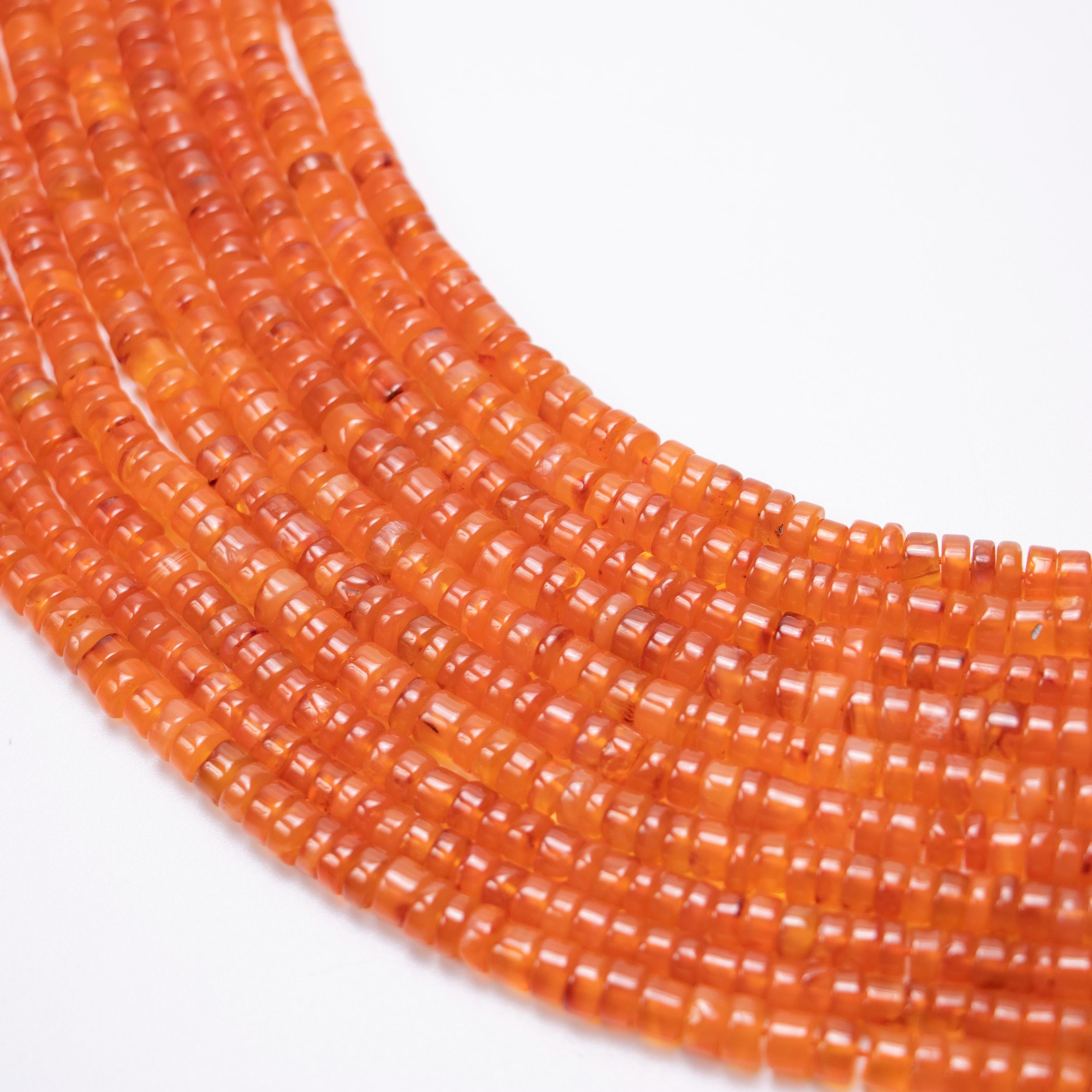 Natural Carnelian Smooth Heishi Beads, 4.5 To 11 mm Beads, AA Quality Carnelian Tyre Beads, Wheel Heishi Beads, 15 Inch Strand (SKU343)