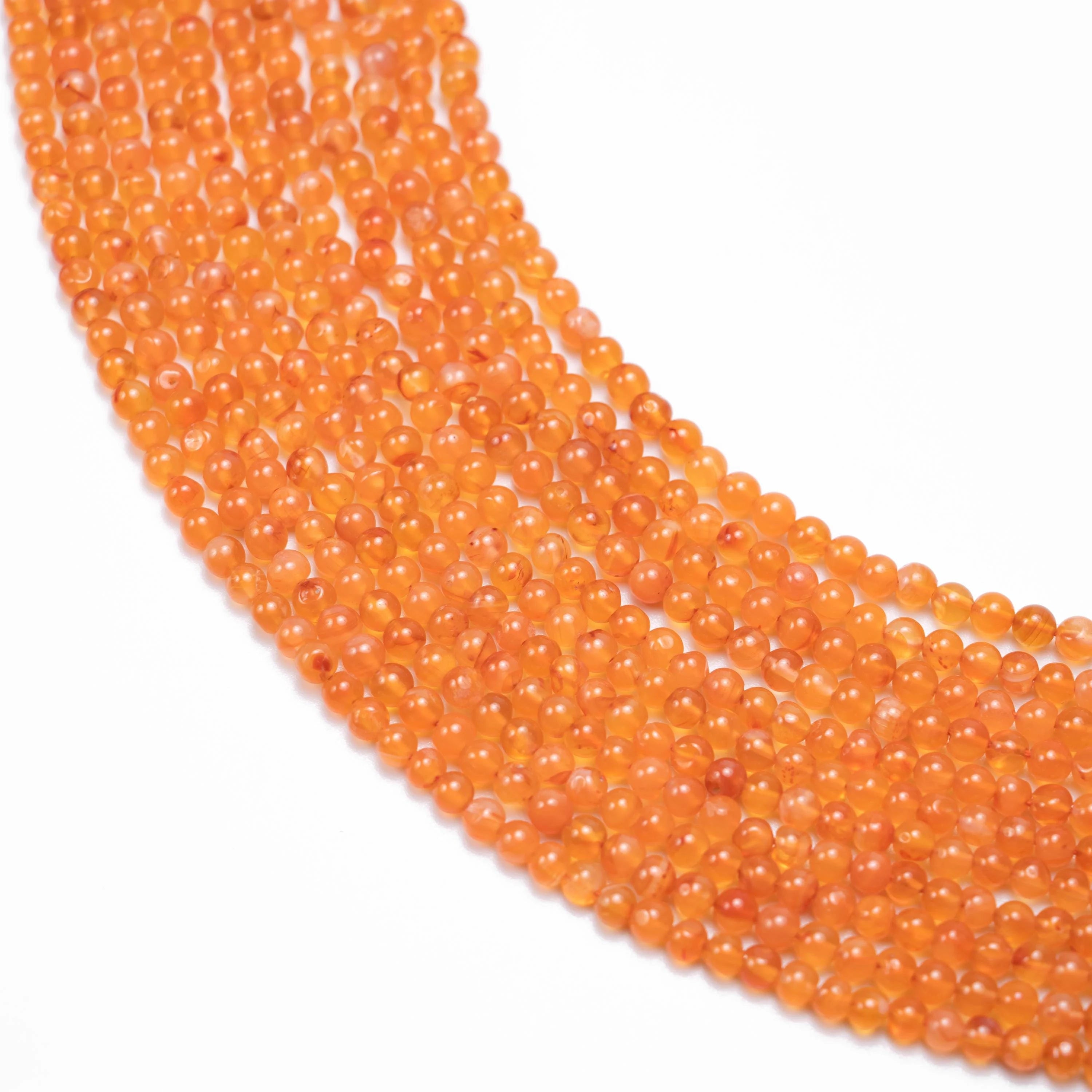 Natural Carnelian Smooth, Round Balls Beads, 3mm To 4mm Beads, Carnelian Gemstone Beads 15 Inch Strand, Beads for Jewelry Making (SKU345)