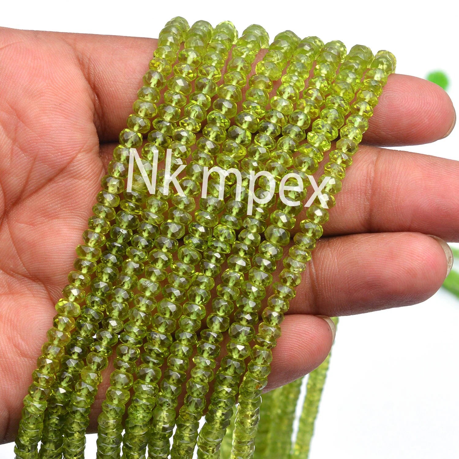 Natural Peridot Faceted Beads, 4.5 mm To 5.5 mm, 15 Inch Strand, (SKU286)