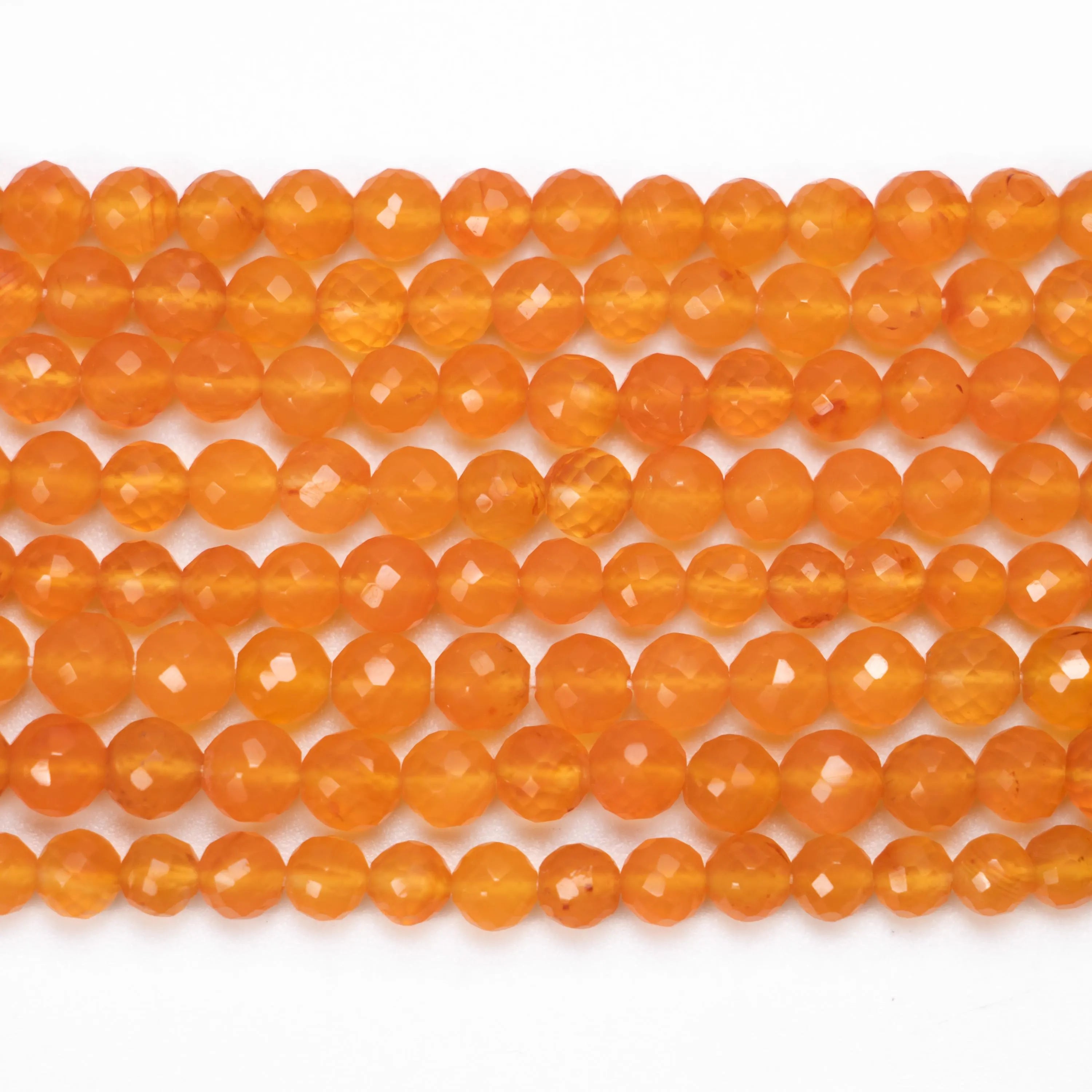 Natural Carnelian Faceted Round Balls Beads, Orange Carnelian Balls, Carnelian Jewelry Making Gemstone Beads, 15 Inch, SKU339