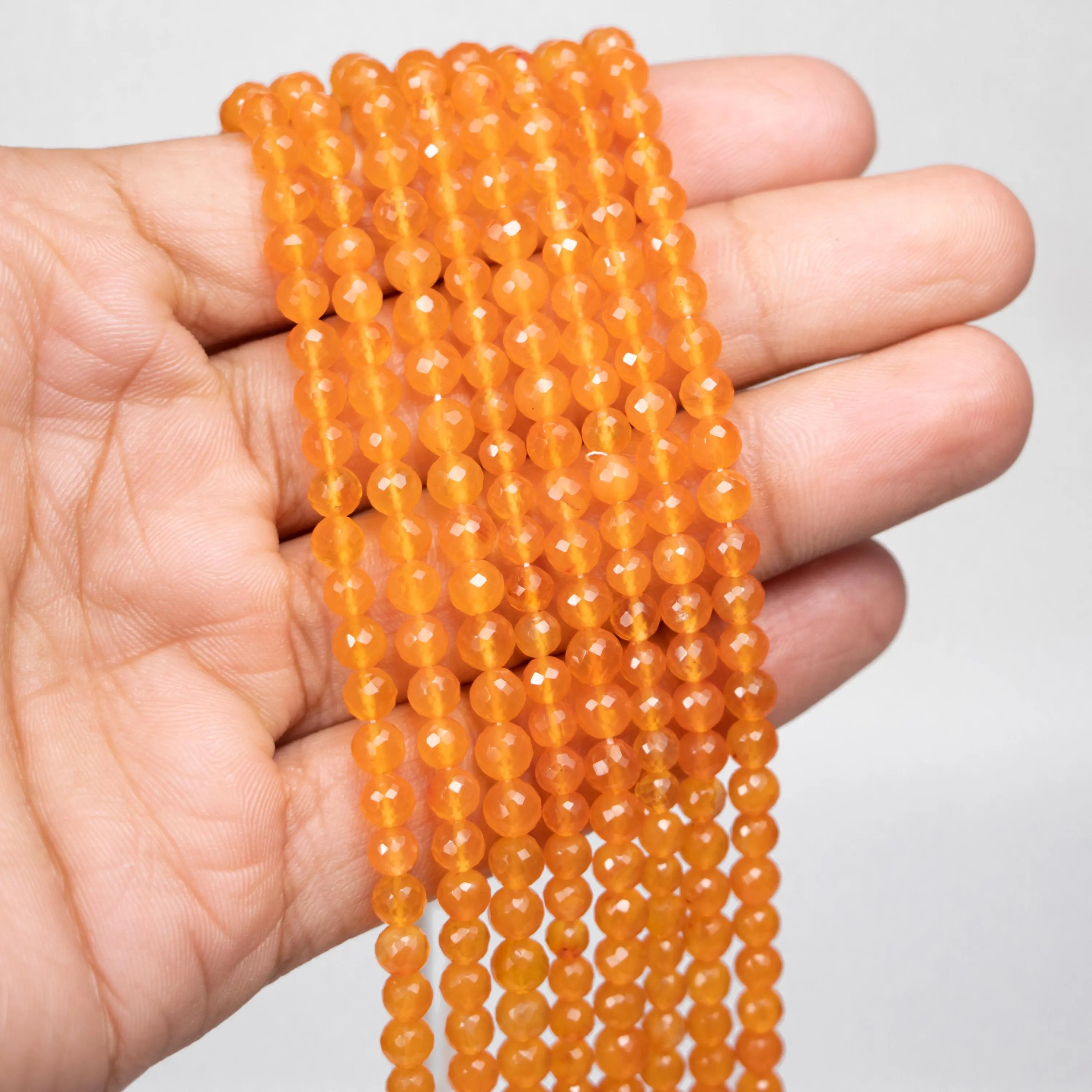 Natural Carnelian Faceted Round Balls Beads, Orange Carnelian Balls, Carnelian Jewelry Making Gemstone Beads, 15 Inch, SKU339