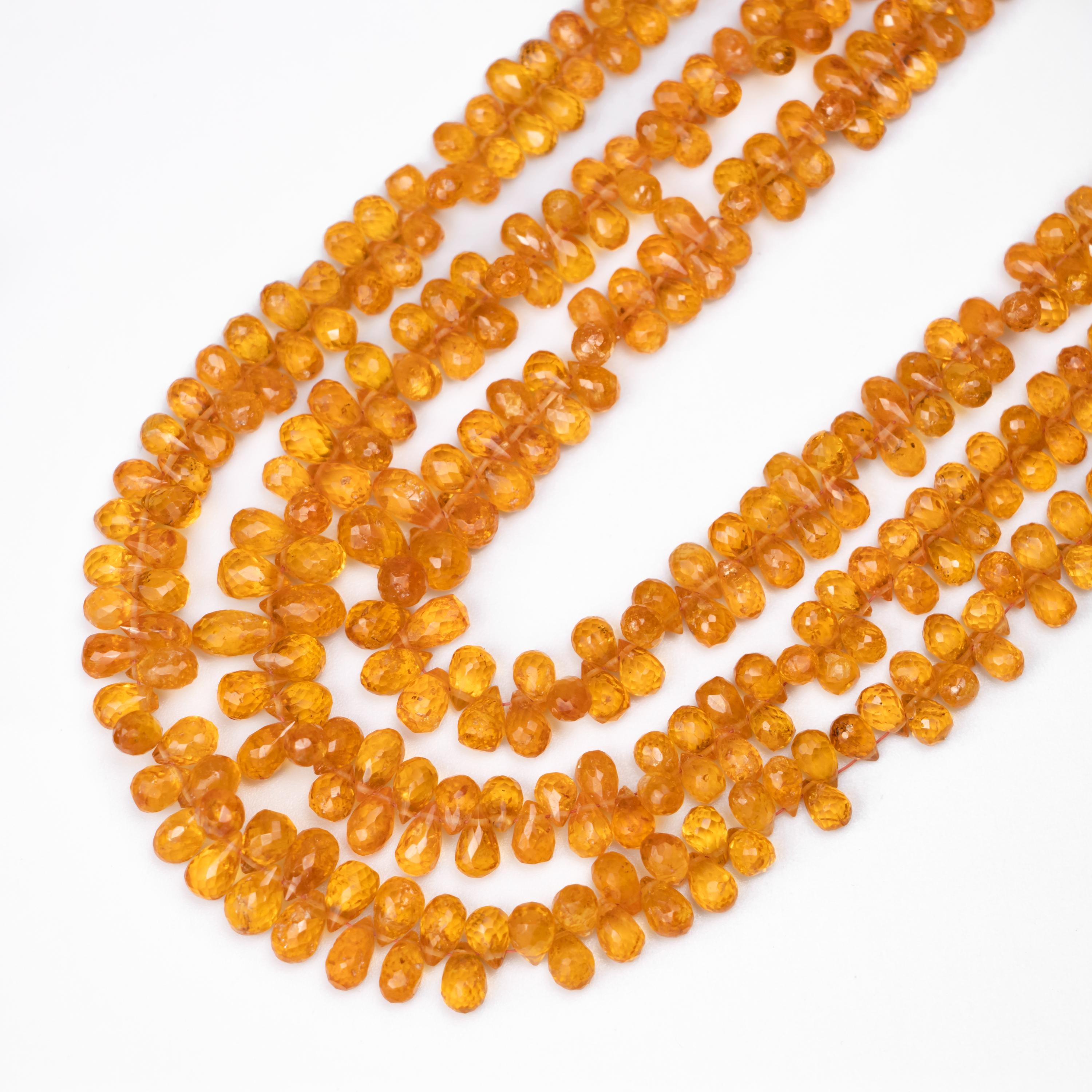 Spessartite Faceted Briolette Drops, 3x5 To 5x7mm, Mandarin Garnet Drops, Fanta Garnet Drops, Garnet Jewelry Making Gemstone Drops, (SKU054)