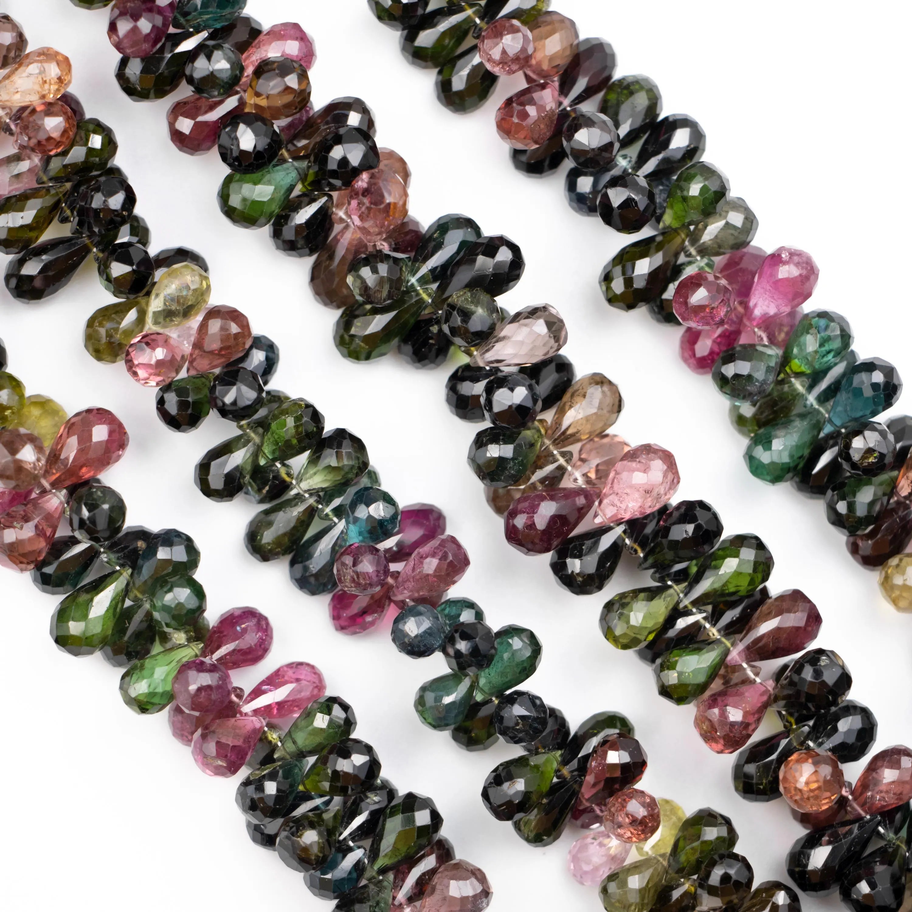 Natural Multi Tourmaline Faceted Drops, Multi Tourmaline Drops, Tourmaline For Jewelry Making Gemstone Beads, 8 Inch Strand, SKU 055