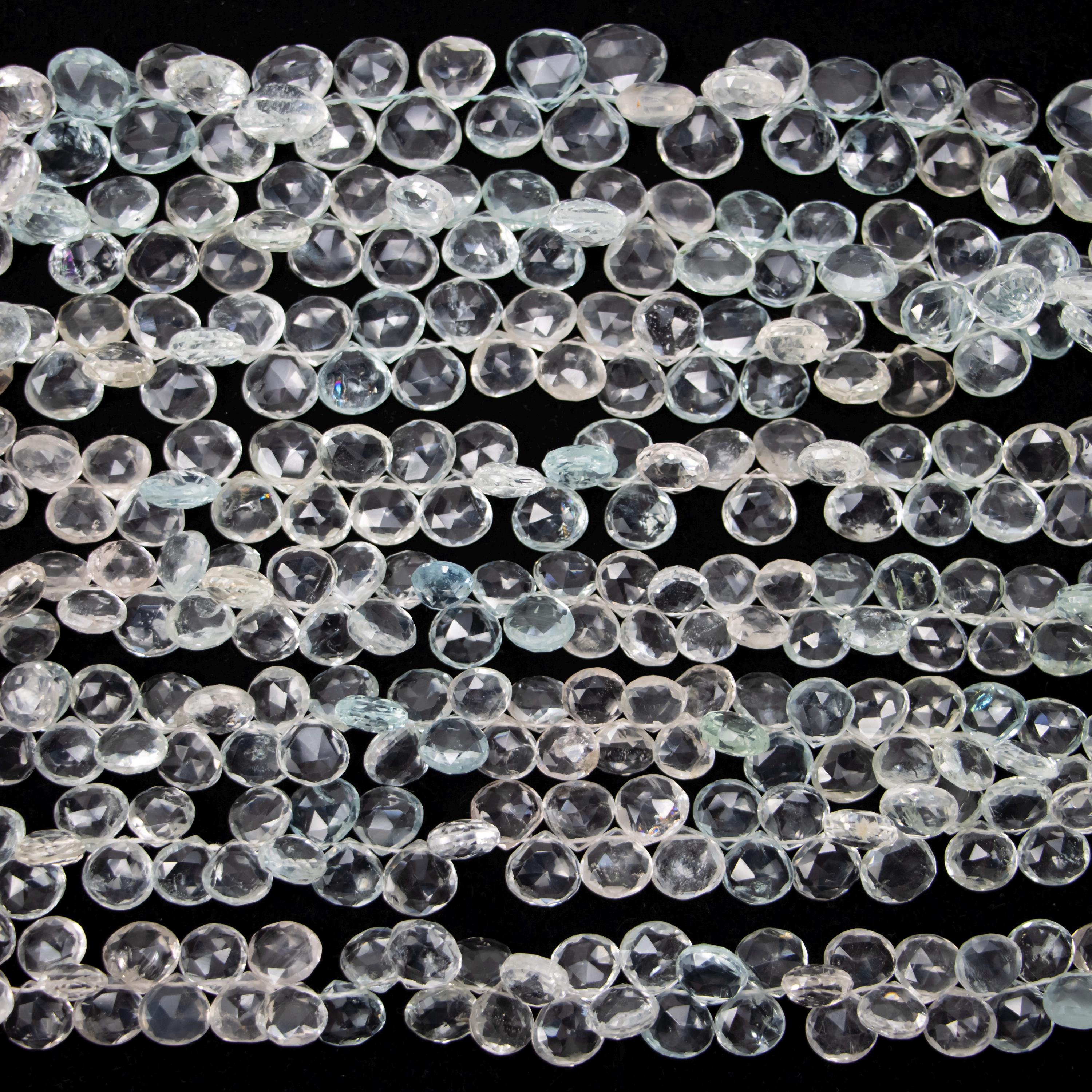 Aquamarine Faceted Heart Beads, Blue Aquamarine Heart, Aquamarine Handmade Jewelry Making Gemstone Beads, 14 Inch Strand, SKU 064