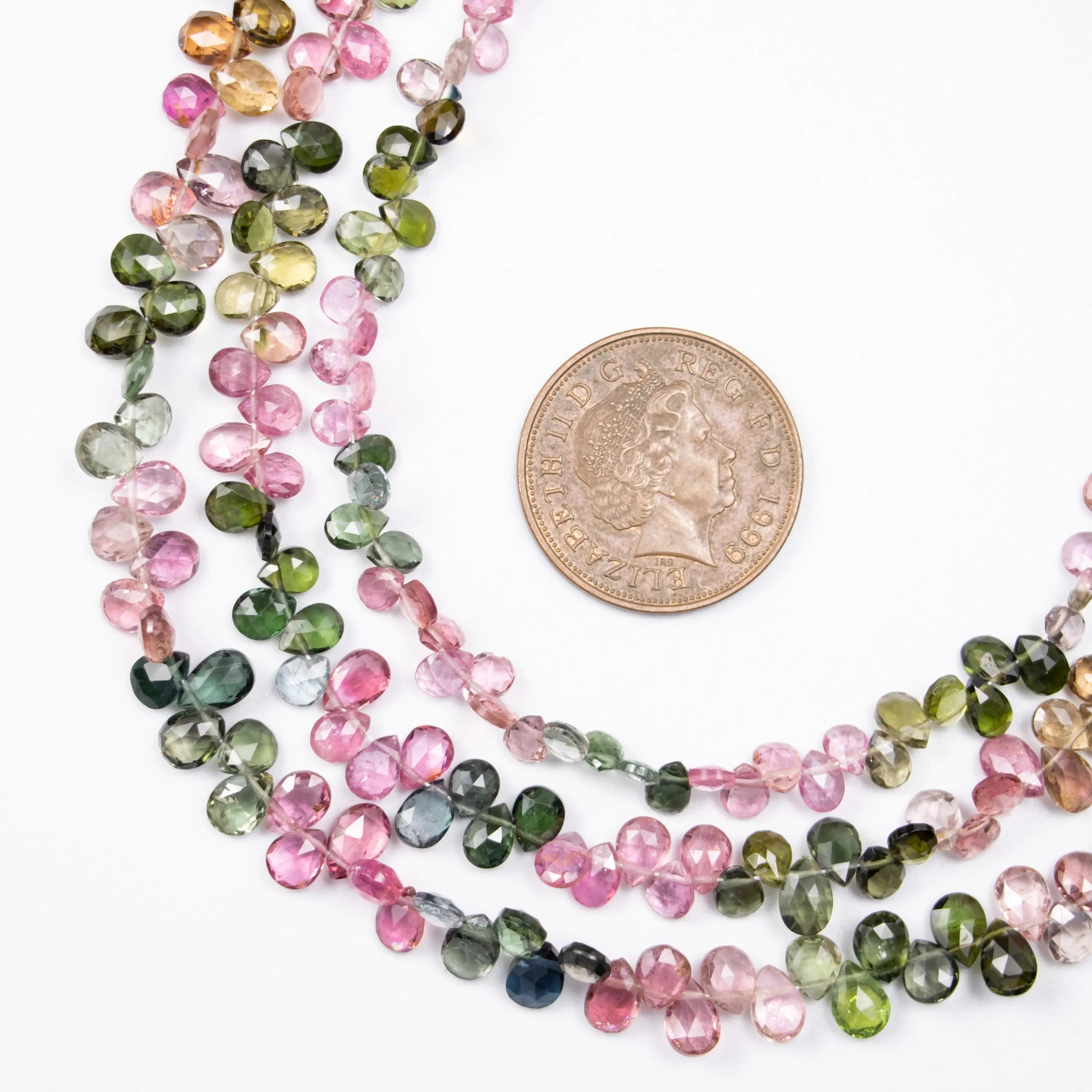 Natural Multi Tourmaline Faceted Pears Beads, 4x6 To 5x7mm, Multi Tourmaline Pears, Tourmaline Jewelry Making Gemstone Beads.9 Inch, SKU 067