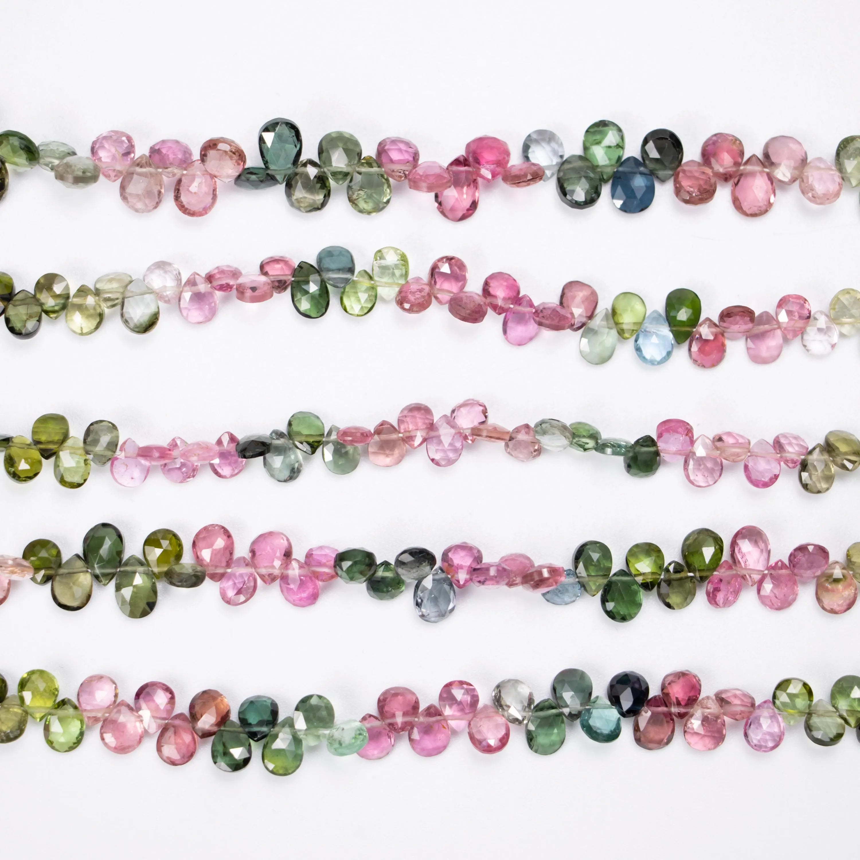 Natural Multi Tourmaline Faceted Pears Beads, 4x6 To 5x7mm, Multi Tourmaline Pears, Tourmaline Jewelry Making Gemstone Beads.9 Inch, SKU 067