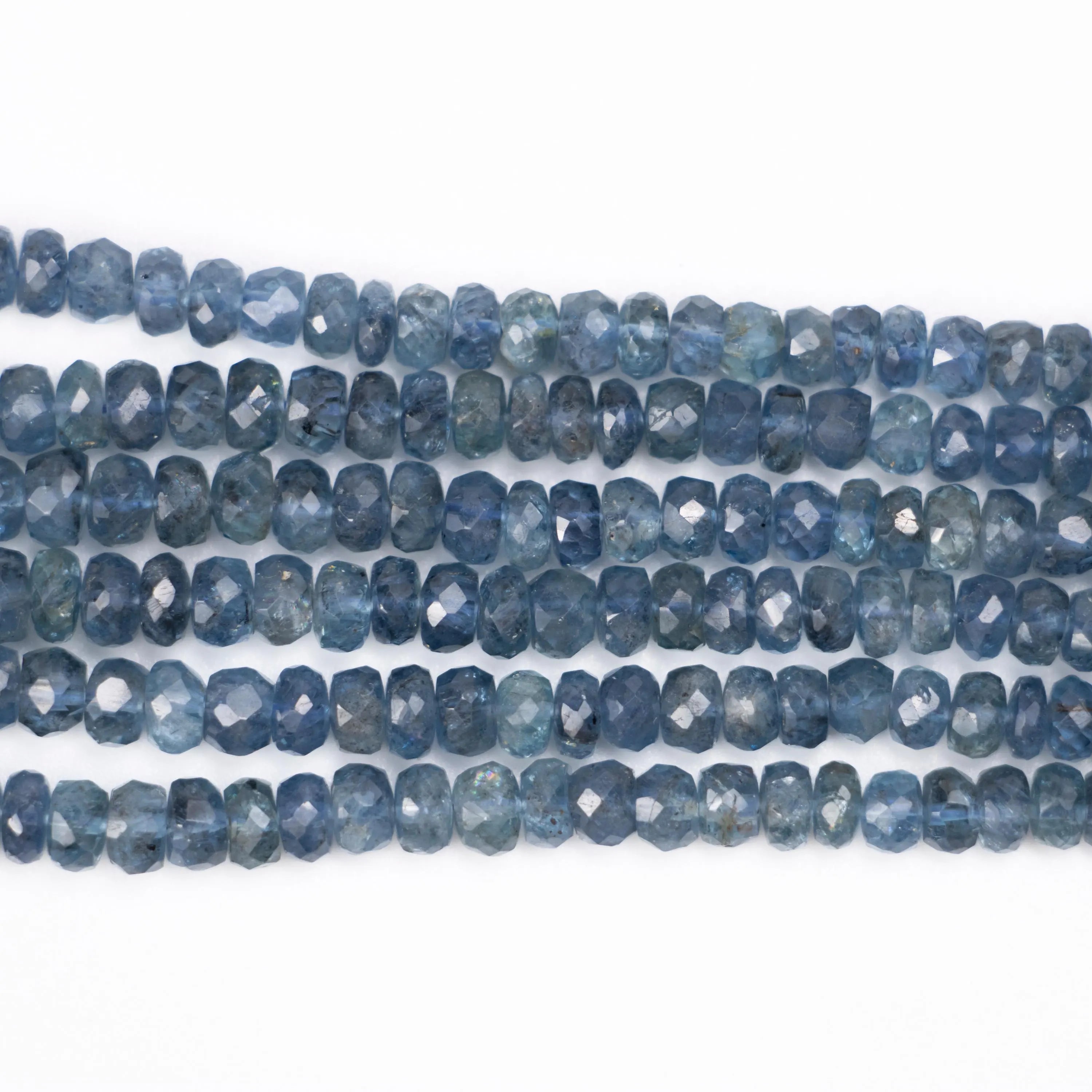 Natural Aquamarine Faceted Rondelle Beads, Santamaria Aquamarine Beads, Aquamarine Jewelry Making Gemstone Beads, 16 Inch Strand, (SKU062)