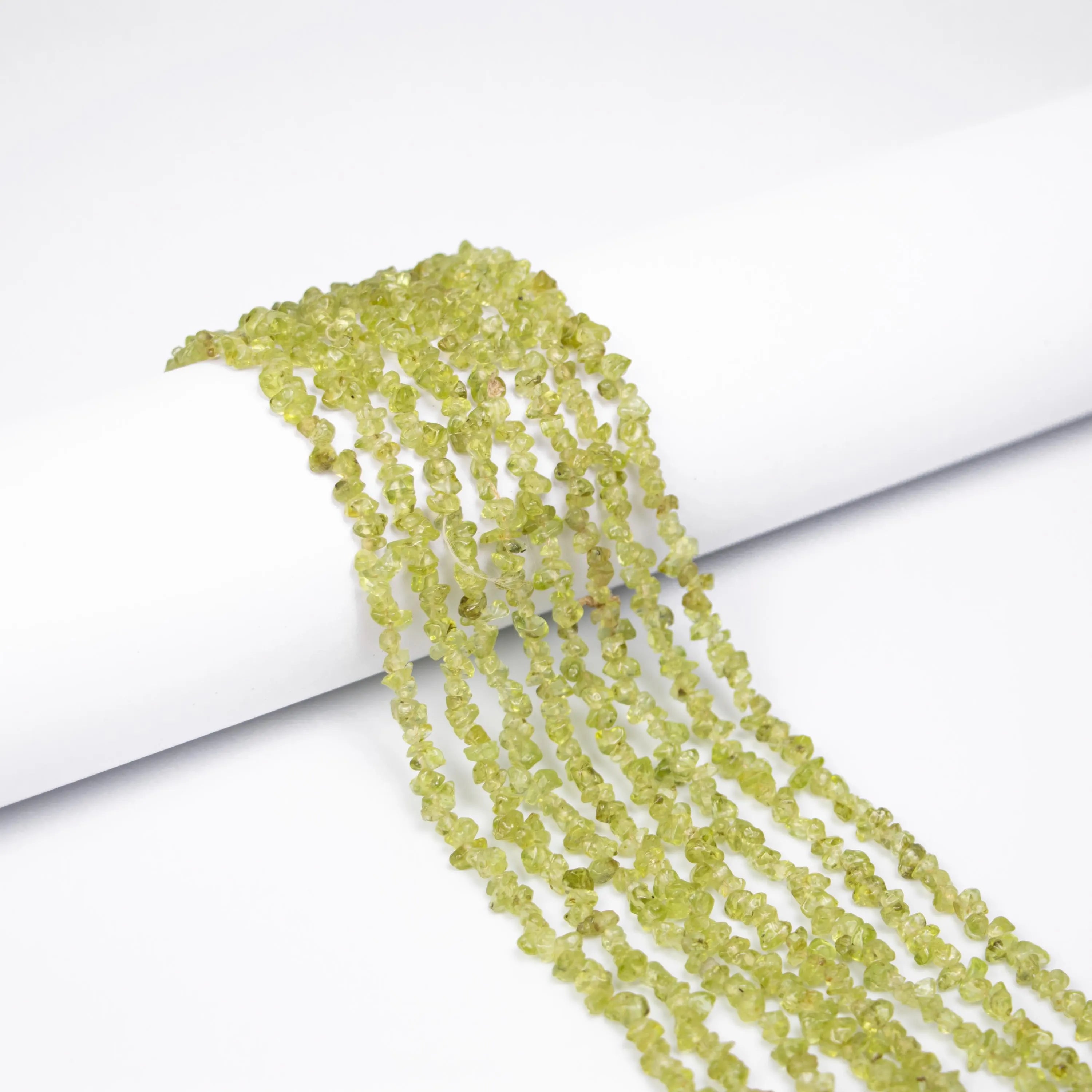 Natural Peridot Raw Uncut Chips Beads, 3.5 To 5 mm, Unique Peridot Gemstone Beads, 36 Inch, (SKU084)
