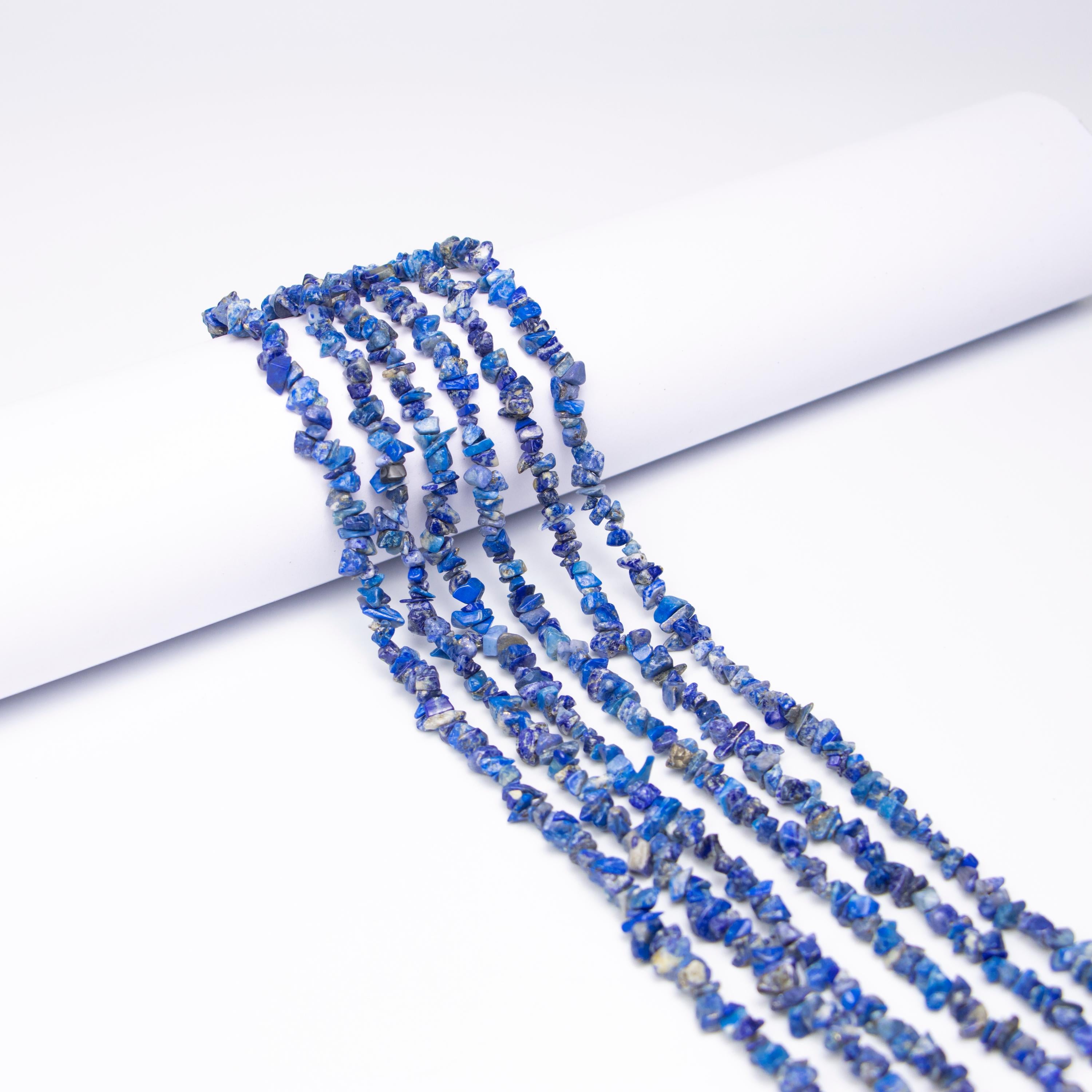 Natural Lapis Smooth Chips Beads, 5 To 6 mm, Genuine Gemstone Supplier, 36 Inch Unique Lapis Gemstone Beads, (SKU089)