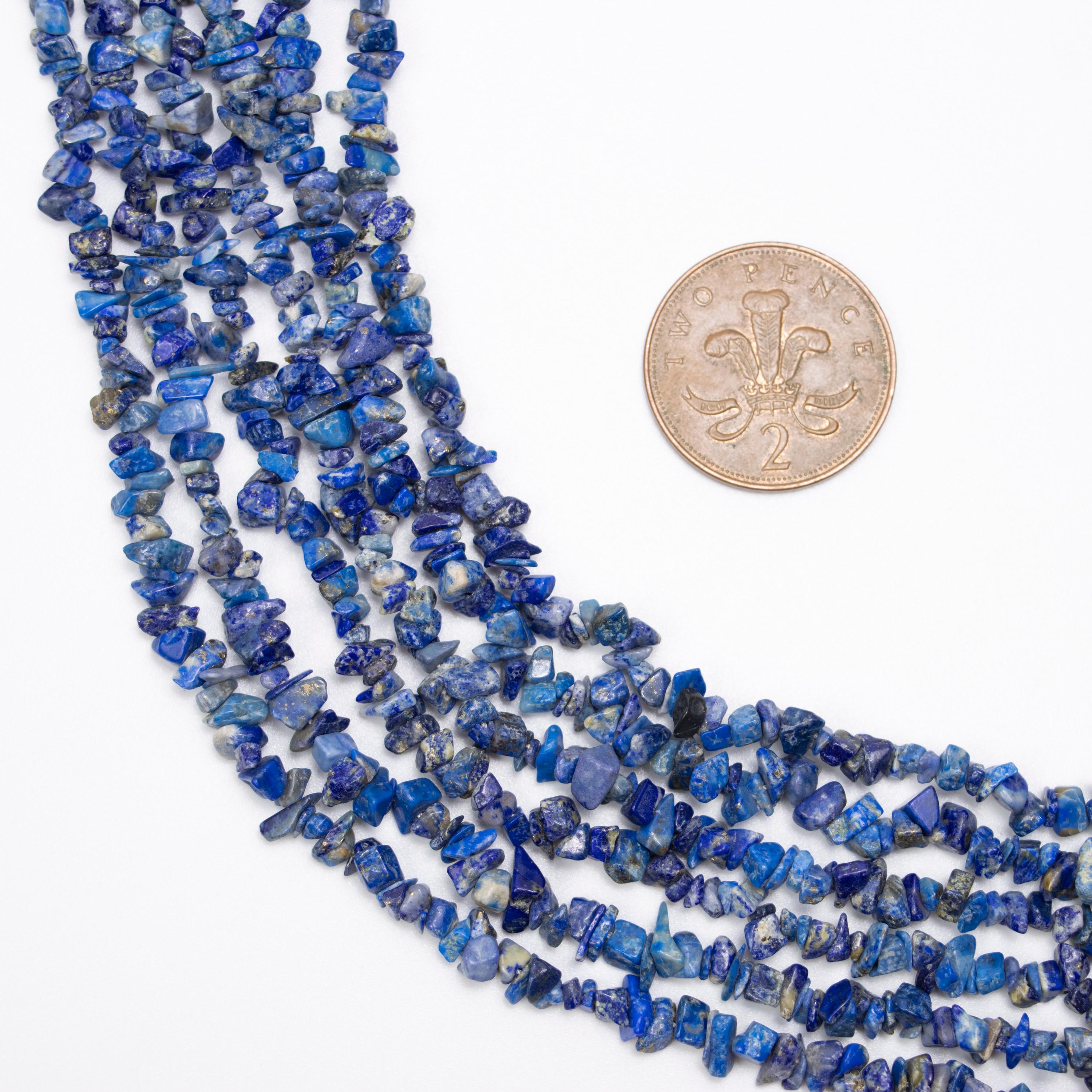 Natural Lapis Smooth Chips Beads, 5 To 6 mm, Genuine Gemstone Supplier, 36 Inch Unique Lapis Gemstone Beads, (SKU089)