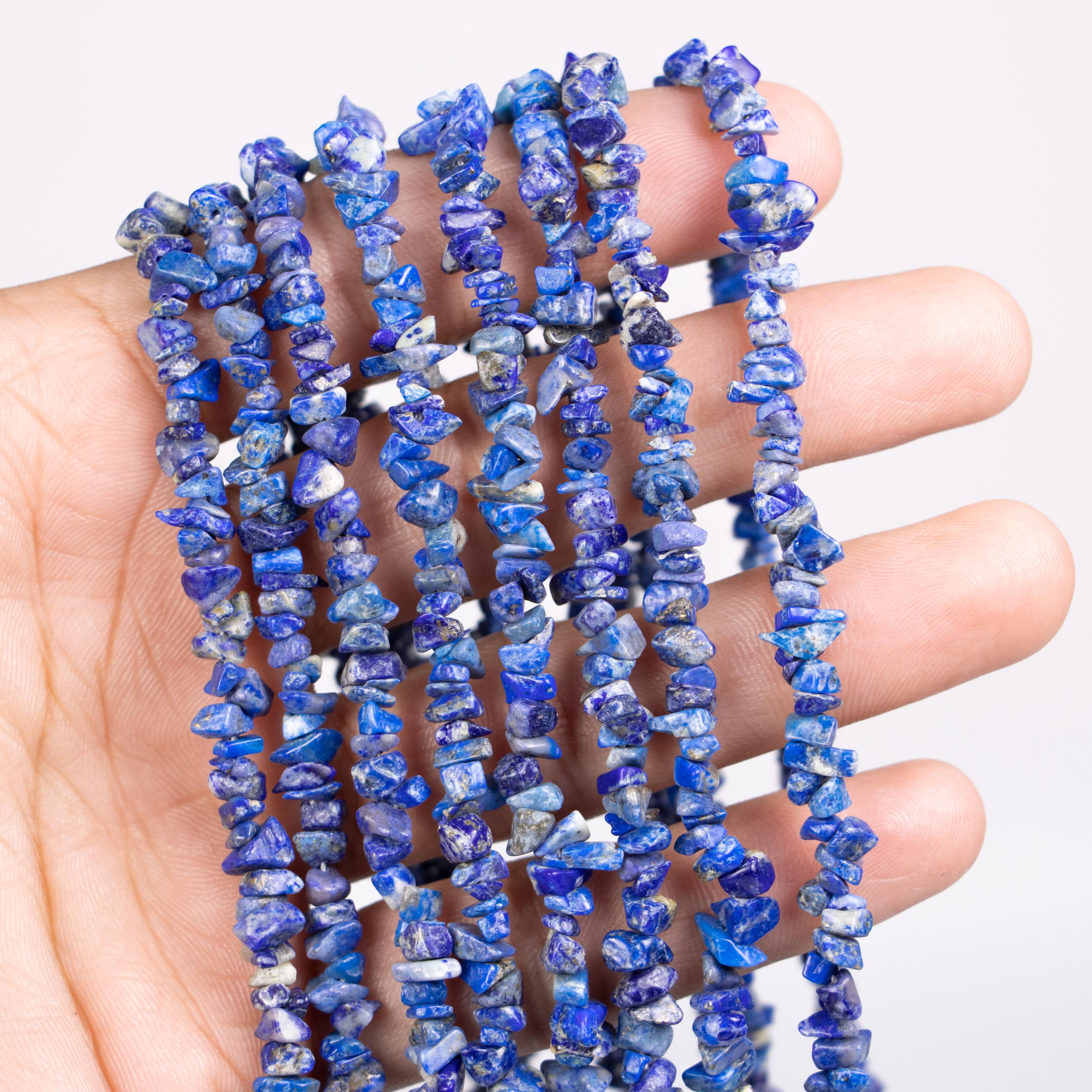 Natural Lapis Smooth Chips Beads, 5 To 6 mm, Genuine Gemstone Supplier, 36 Inch Unique Lapis Gemstone Beads, (SKU089)
