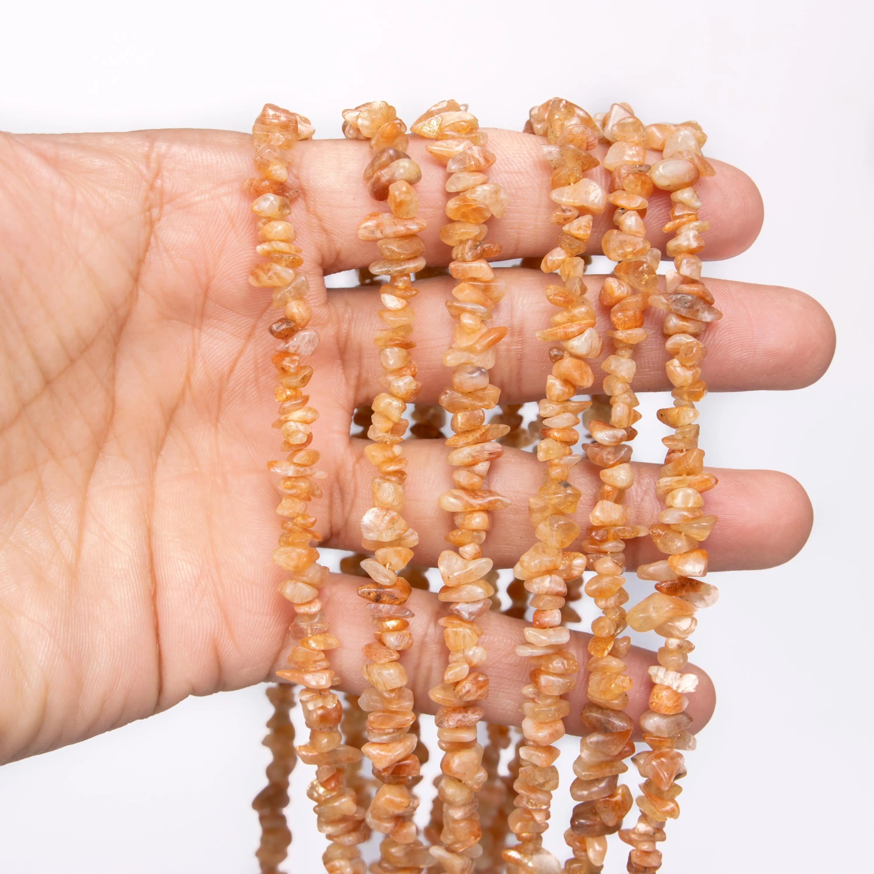 Natural Sunstone Smooth Uncut Chips Beads, 4 To 6 mm, 36 Inch Strand, Handmade Sunstone Beads, (SKU092)
