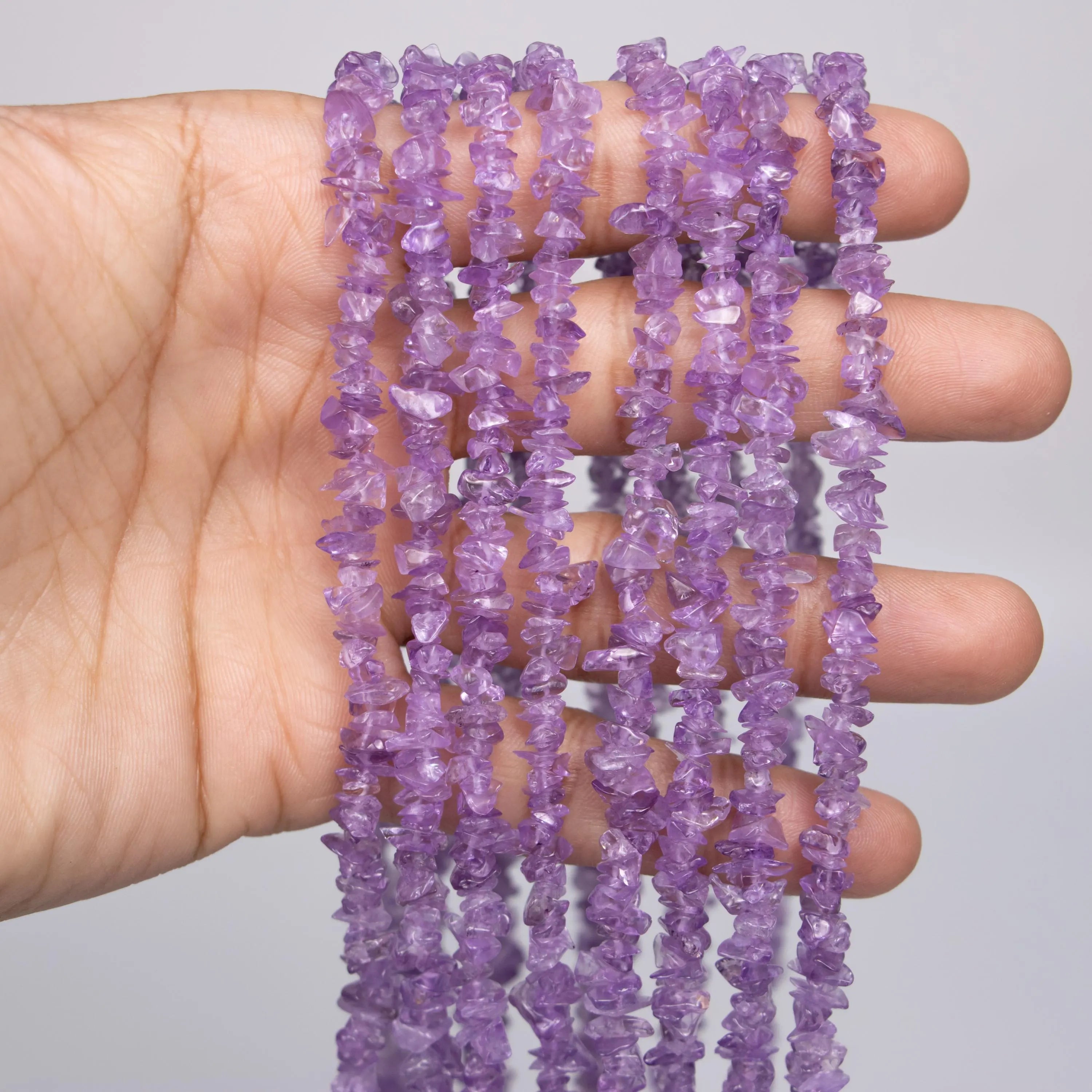 Natural Amethyst Uncut Smooth Chips Beads, 5 To 7 mm, 36 Inch Strand Unique Gemstone Beads, (SKU093)