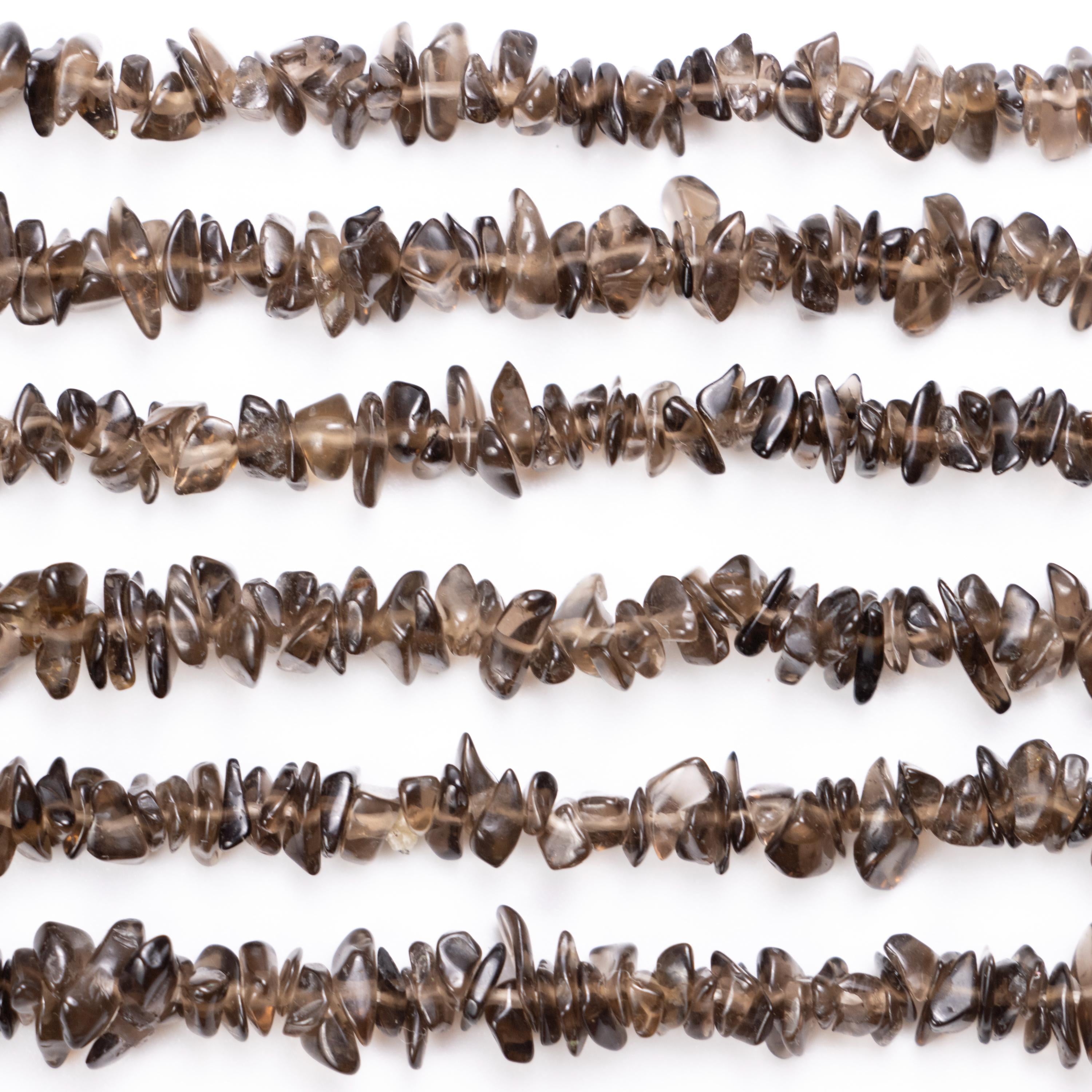 Natural Smoky Quartz Smooth Uncut Chips Beads, 4 To 6 mm, 36 Inch Strand, (SKU097)