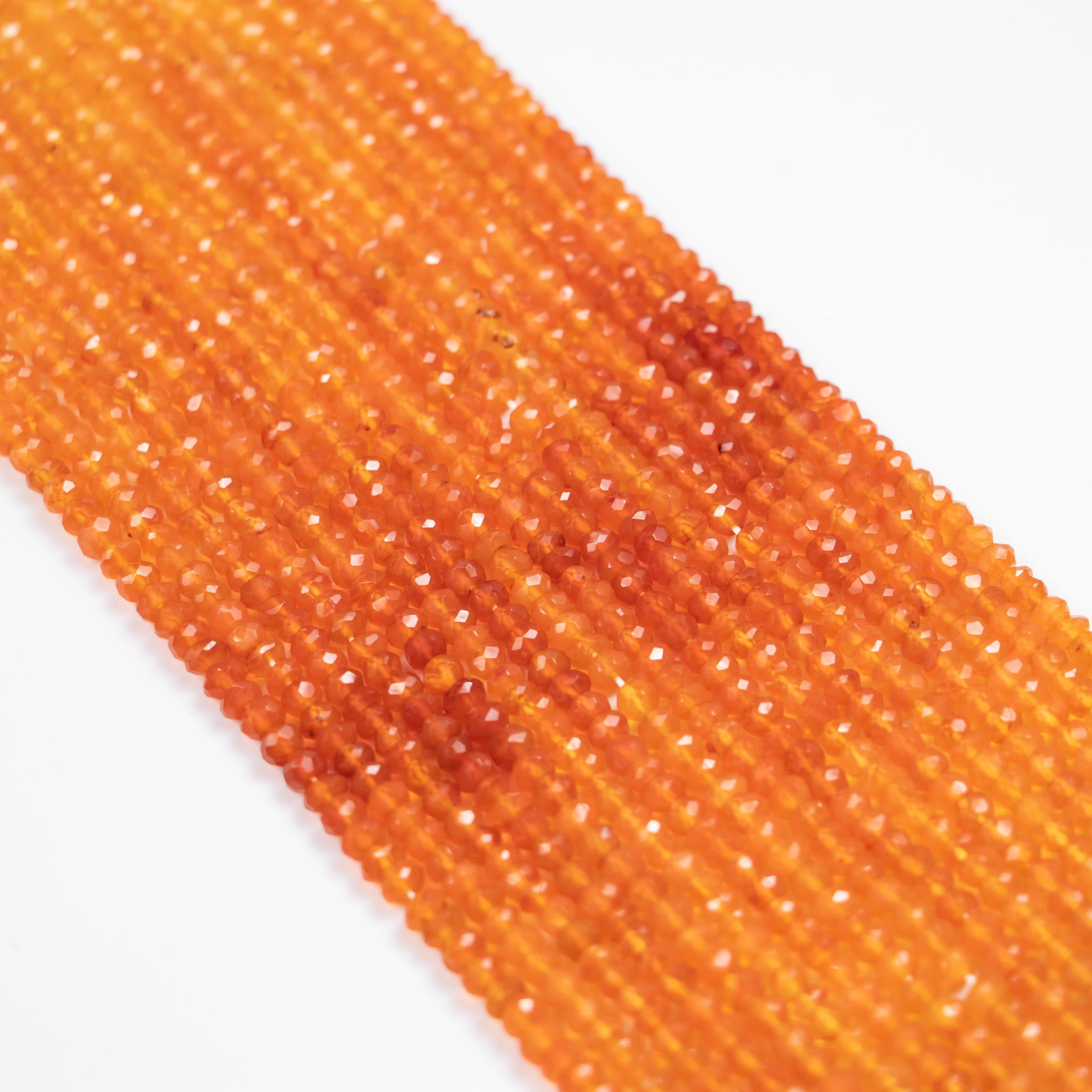 AAA Natural Carnelian Faceted Rondelle Beads, Shaded Beads, 18" Strand, 3.5 mm - 4 mm, Craft Beads for Jewelry, Lot of Beads (SKU341)