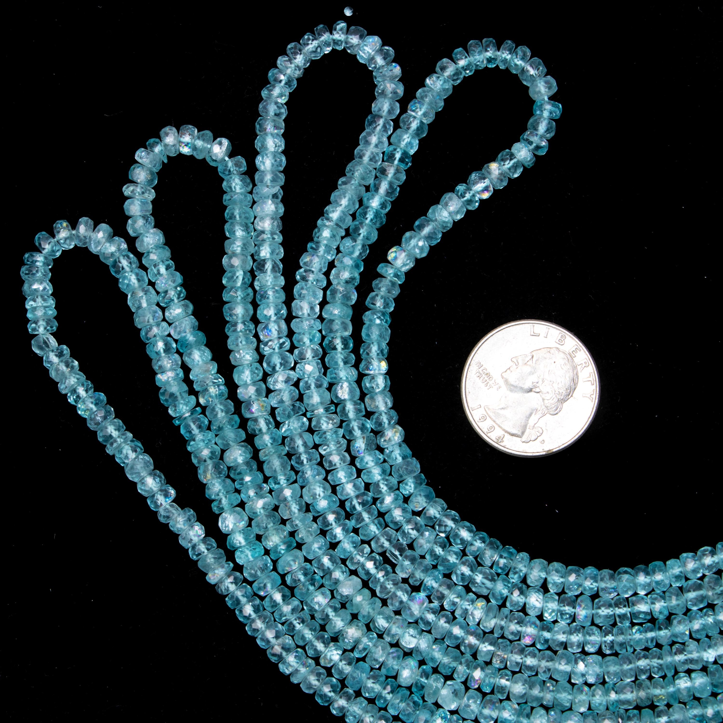 Natural Sky Apatite Faceted Rondelle Beads, 4.5 To 5.5mm, Apatite Faceted Beads, Apatite Jewelry Making Gemstone Beads, 15 Inch, SKU 065