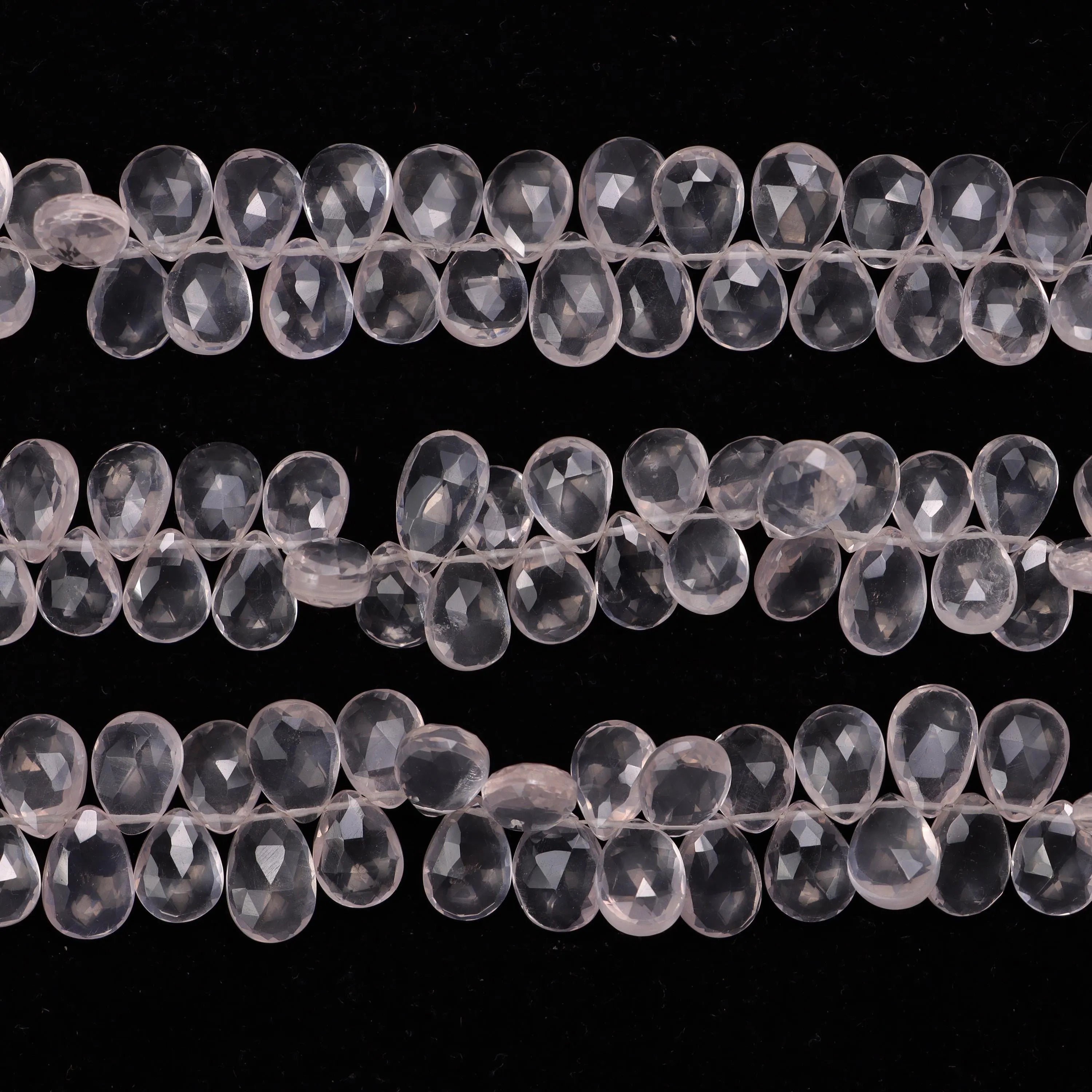 Natural Rose Quartz Faceted Pear Beads, Pink Rose Quartz Pear, Rose Quartz Jewelry Making Gemstone, 8 Inch, SKU 134