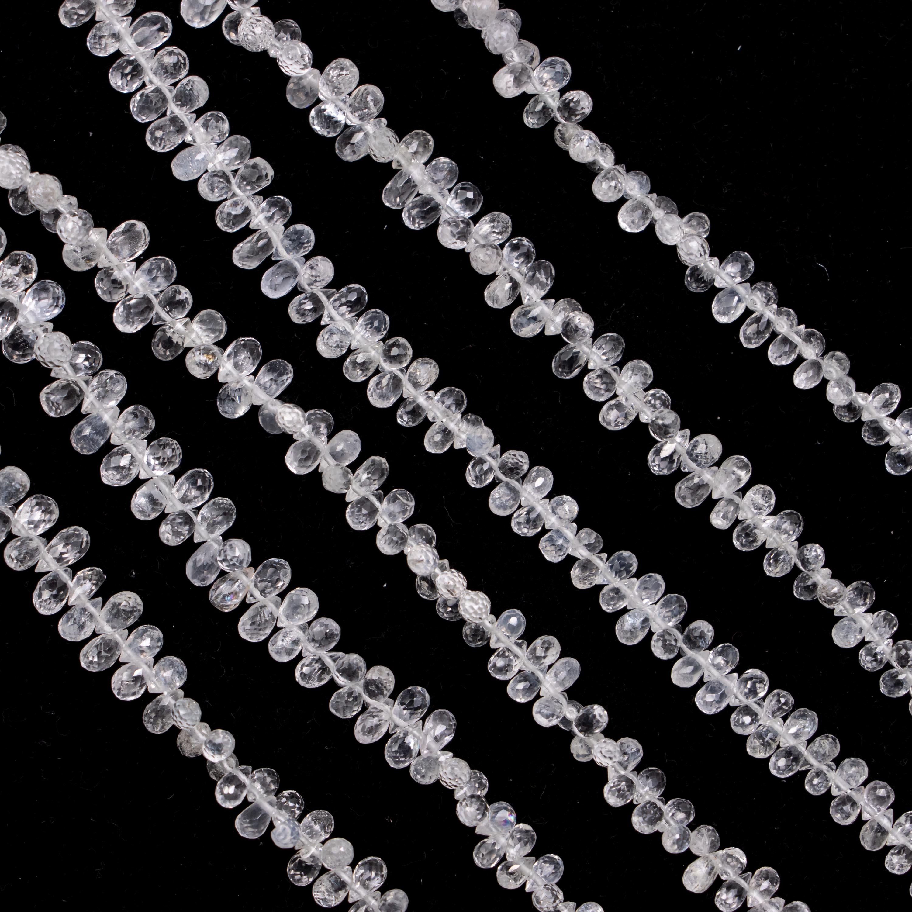 Natural White Topaz Faceted Drops Beads, 2x5 To 5x8 mm, 17 Inch Strand, (SKU141)